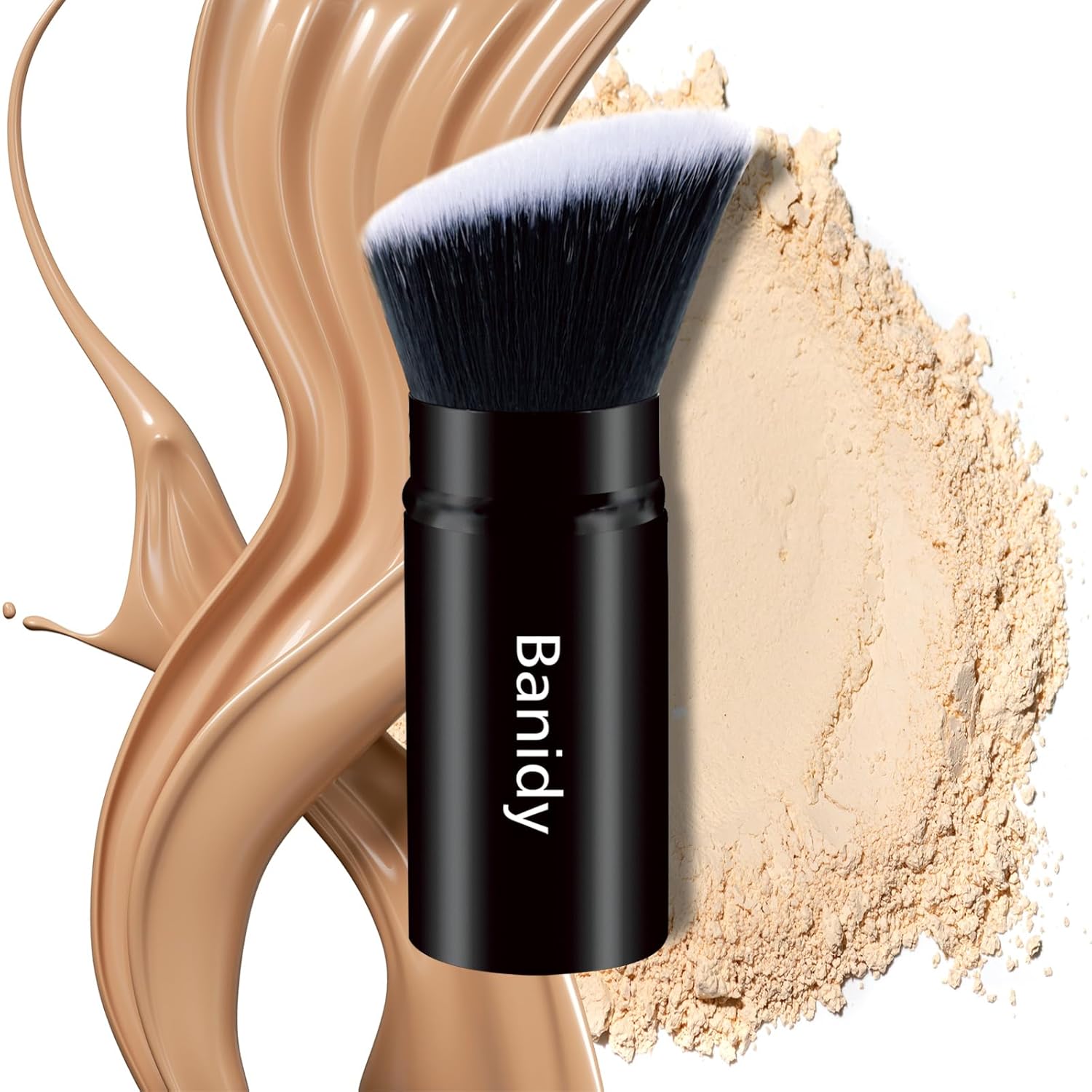 Brocha de maquillaje Kabuki para la cara, retráctil, cepillo Kabuki de viaje, portátil, impecable para base, rubor en polvo, bronceador, pulido,