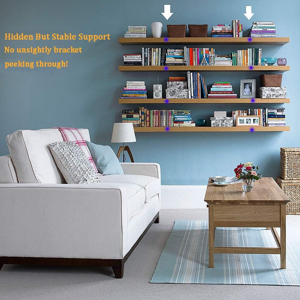 Soportes flotantes para estantes ciegos de 5 pulgadas, soportes de pared resistentes para bricolaje, soporte oculto de acero sólido negro mate con