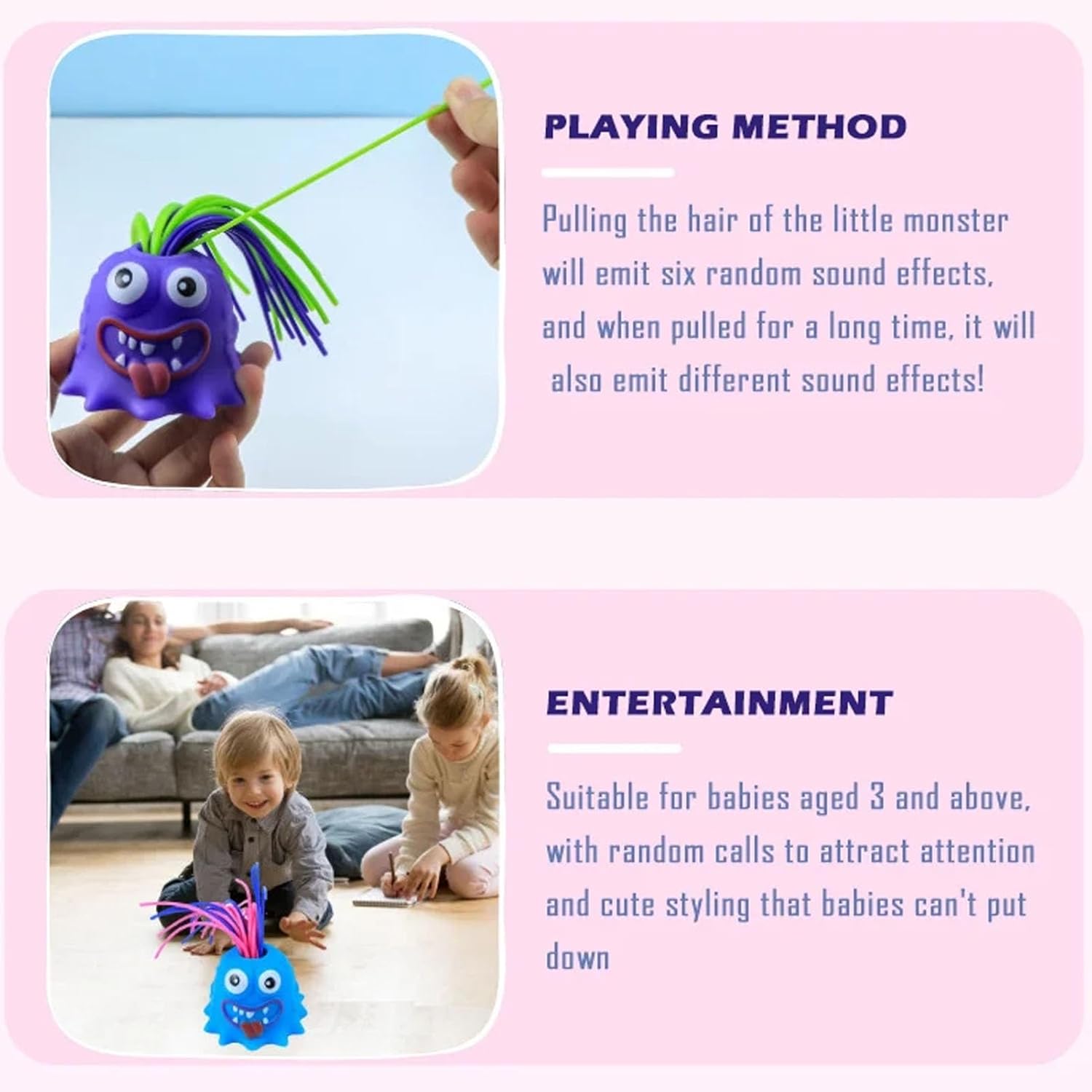Lscsdf Screaming Pals, juguetes de sonido para tirar del cabello, divertidos juguetes de grito para niños y adultos, juguetes para aliviar el estrés