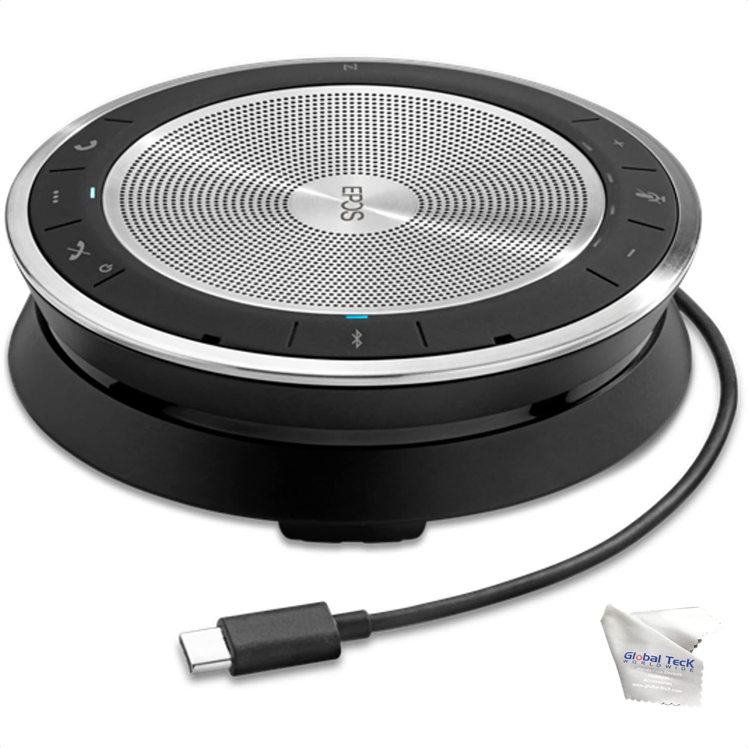 EPOS – Sennheiser Expand 30 Altavoz Bluetooth portátil – Paquete global Teck con paño de microfibra GTW – Compatible con equipos, Zoom, Webex,