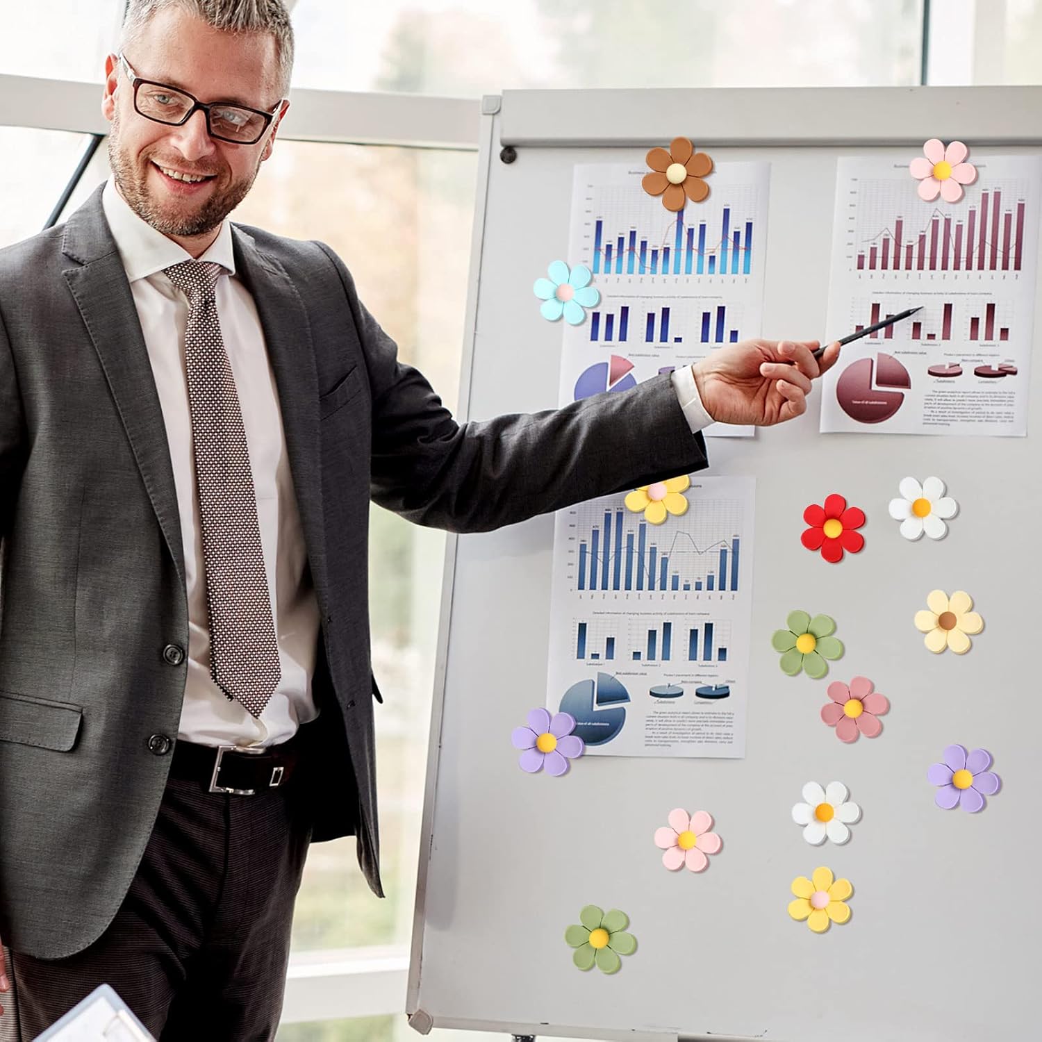 30 imanes magnéticos 3D para nevera con diseño de flores, para decoración de puertas de refrigerador, para decoración de cocina, accesorios de