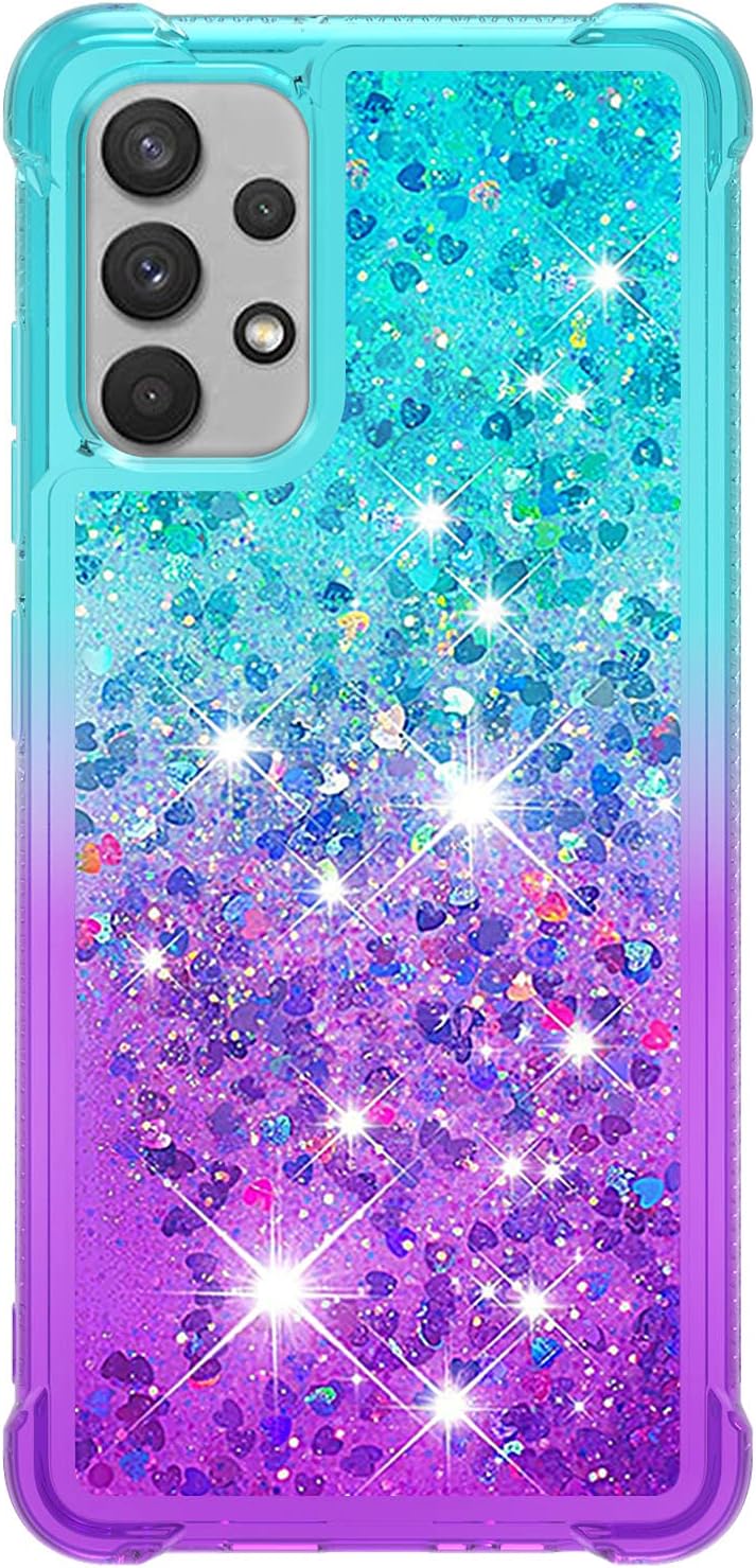CCSmall Funda para Samsung Galaxy A32 4G (no 5G) para mujer, diseño de arena movediza transparente con purpurina y purpurina líquida flotante de TPU