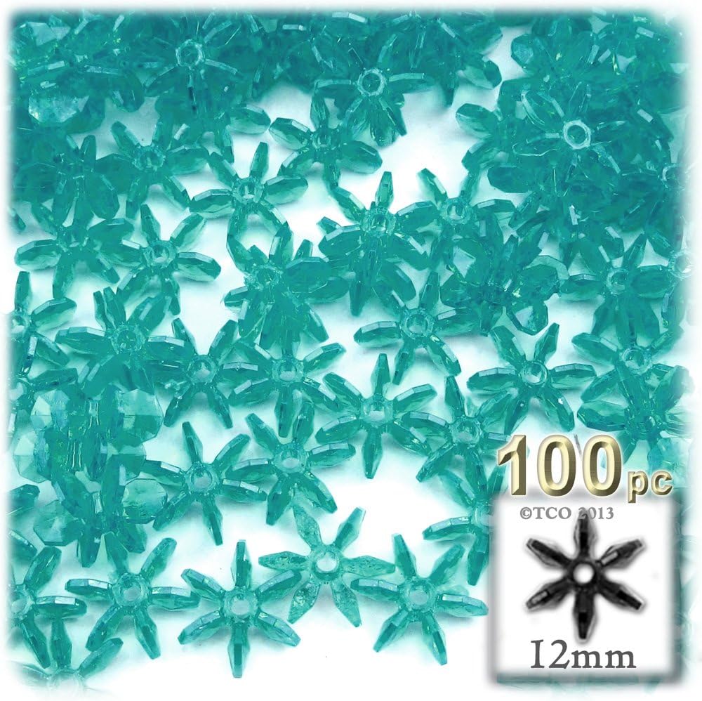 100pc facetado plástico transparente perlas Starflake 0.472 in azul claro