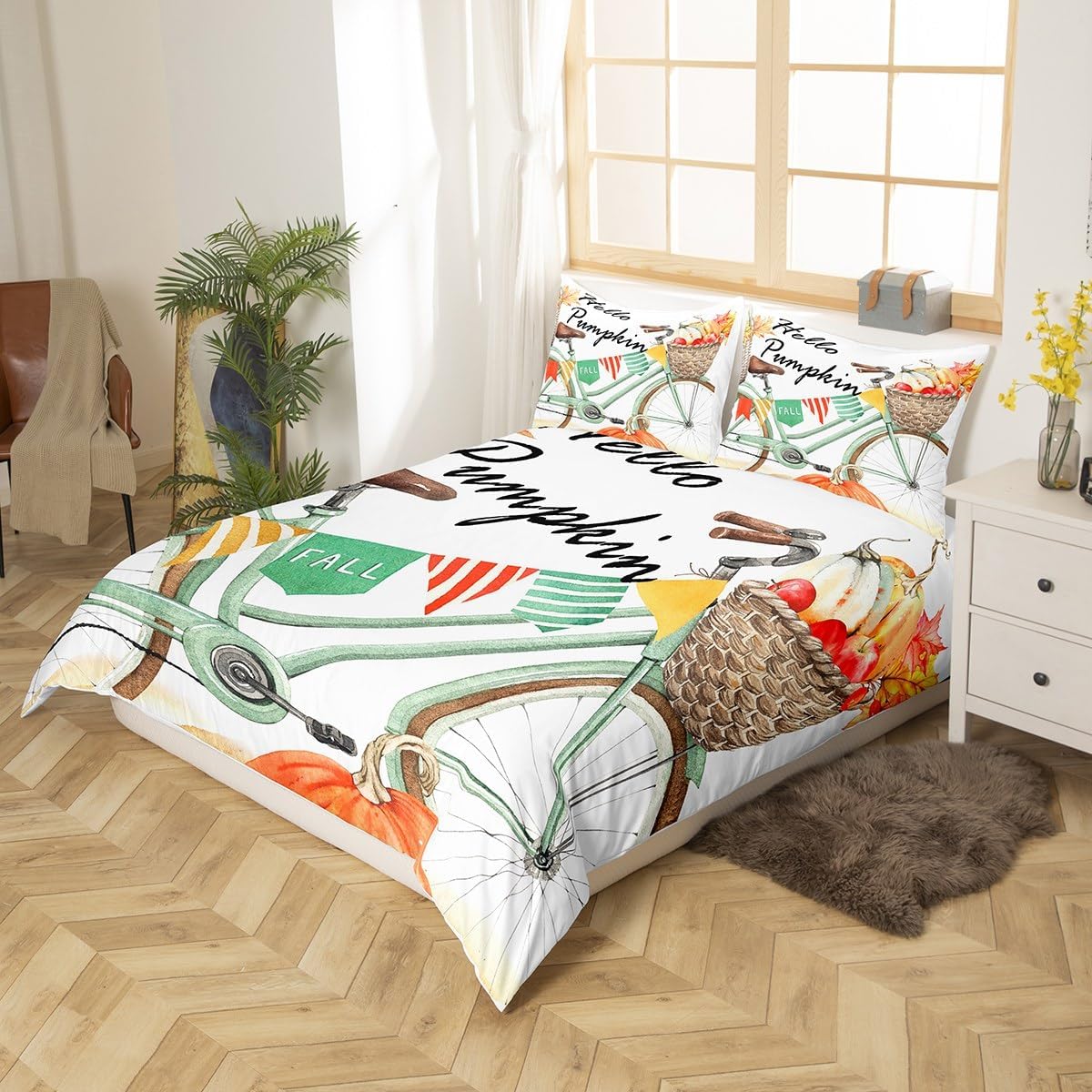 Juego de ropa de cama de otoño para niñas y niños, tamaño matrimonial, juego de funda de edredón de Acción de Gracias, decoración de habitación,