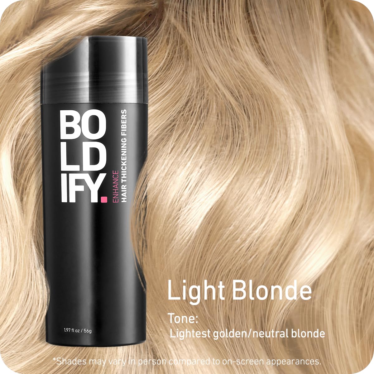 BOLDIFY – Fibras de pelo para el cabello fino (rubio claro), indetectables, botella de 2 onzas oculta completamente la pérdida de cabello en 15