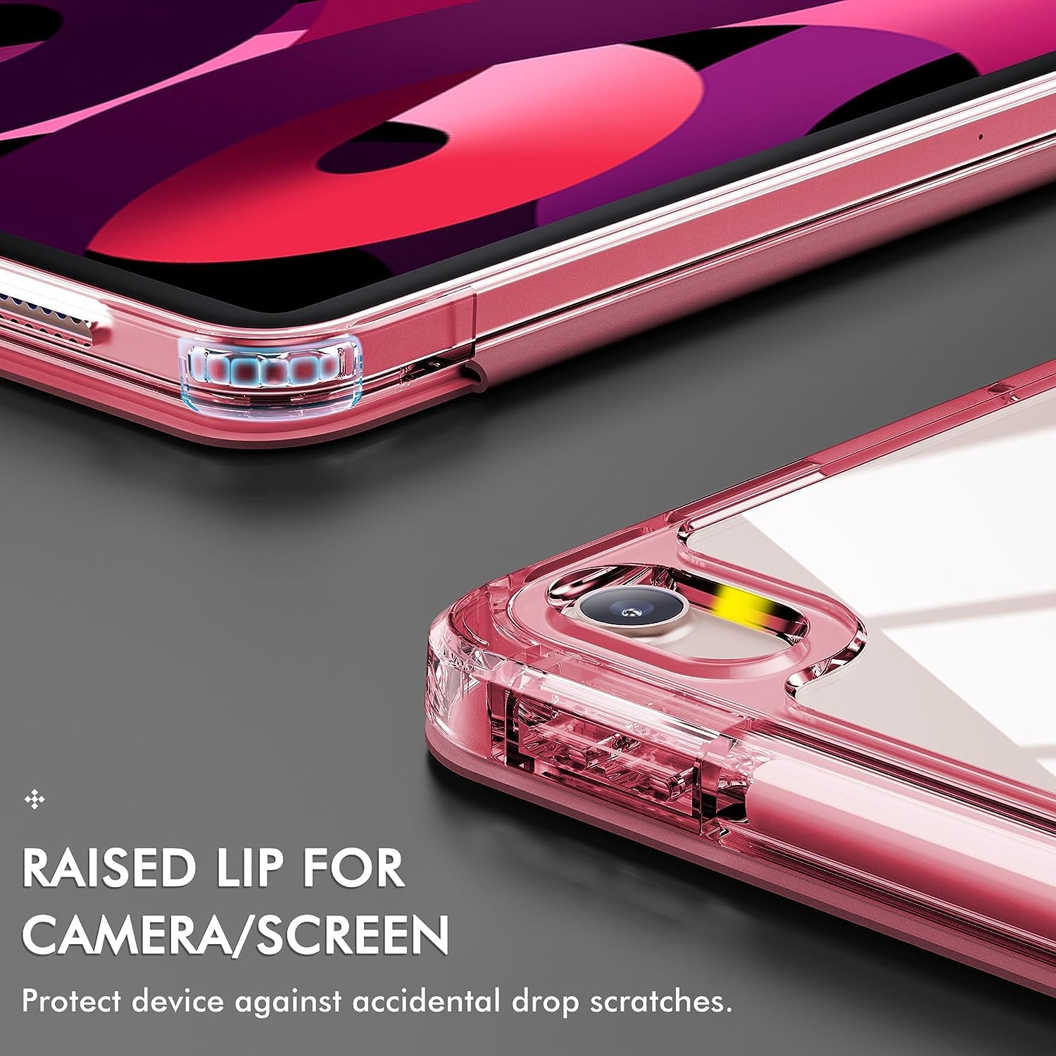 INFILAND Funda para iPad Mini 6 (8.3 pulgadas, 2021), parte trasera ultra transparente y funda de piel sintética. Protección contra caídas de 6 pies