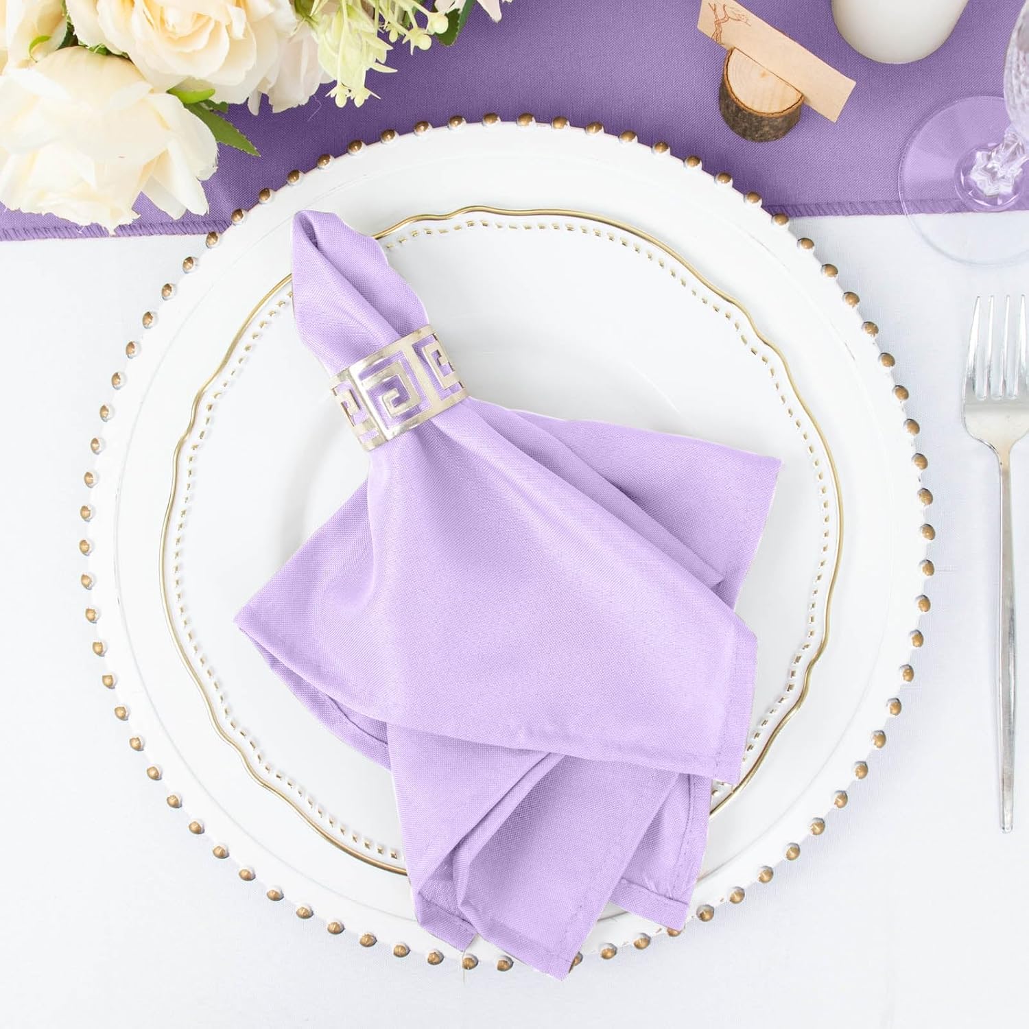 Efavormart – Paquete de 25 servilletas de tela sin costuras color lavanda, lino resistente a las arrugas, 17 x 17 pulgadas
