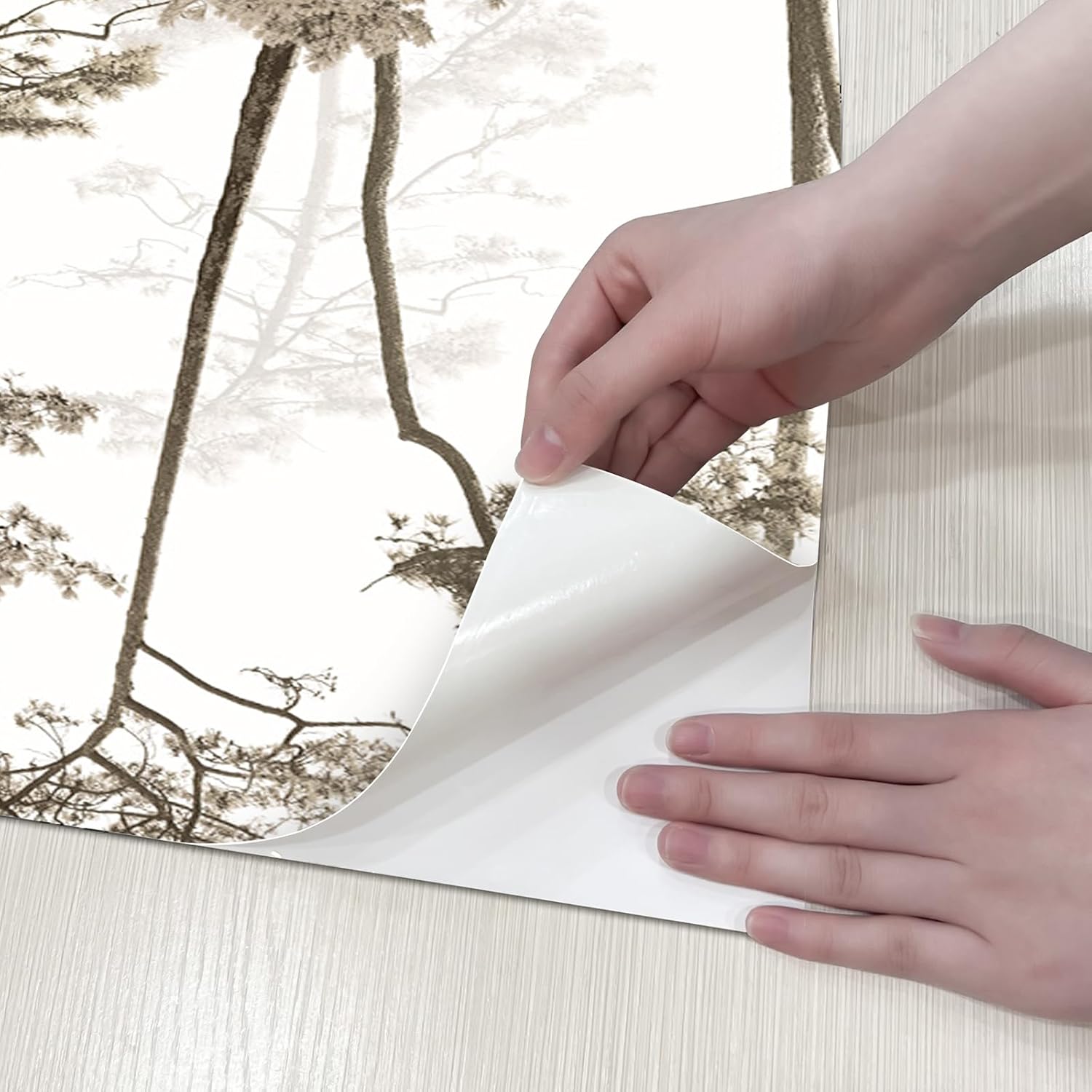 JiffDiff Papel tapiz autoadhesivo con diseño de árbol, bosque, moderno, papel tapiz autoadhesivo con selva, papel de contacto vintage extraíble para