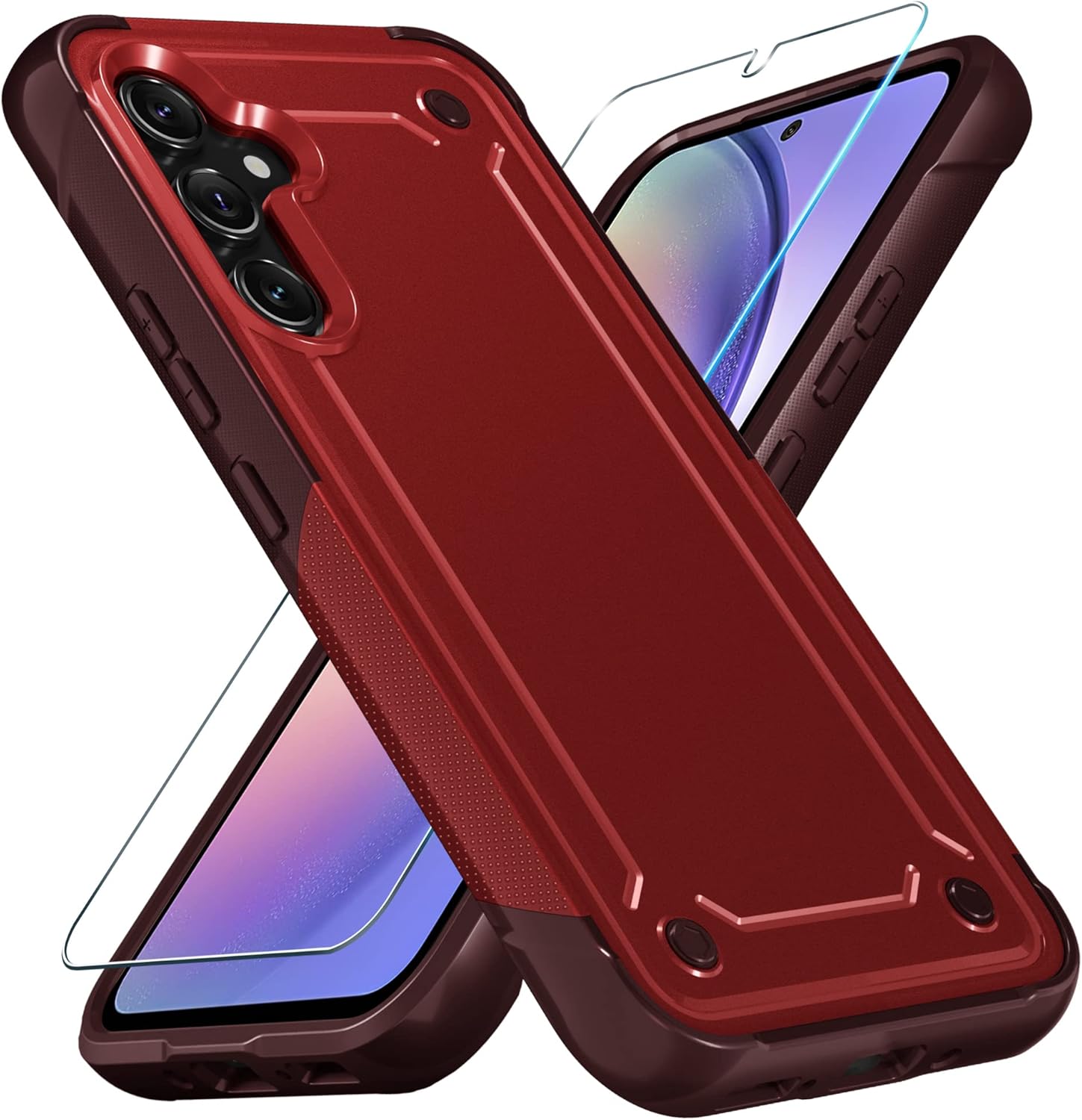 Funda para Samsung Galaxy A54 5G con protector de pantalla, policarbonato de doble capa + parachoques suave, grado militar, resistente, a prueba de