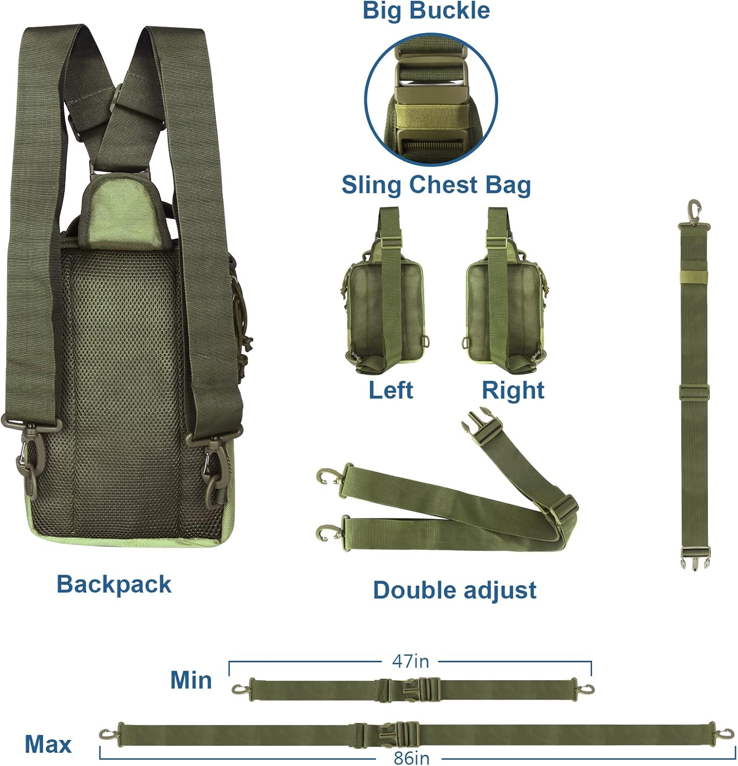 DegeTMVe Funda de pistola doble para el pecho, bolsa de transporte oculta, bandolera, pistola táctica, mochila convertible para disparos, caza