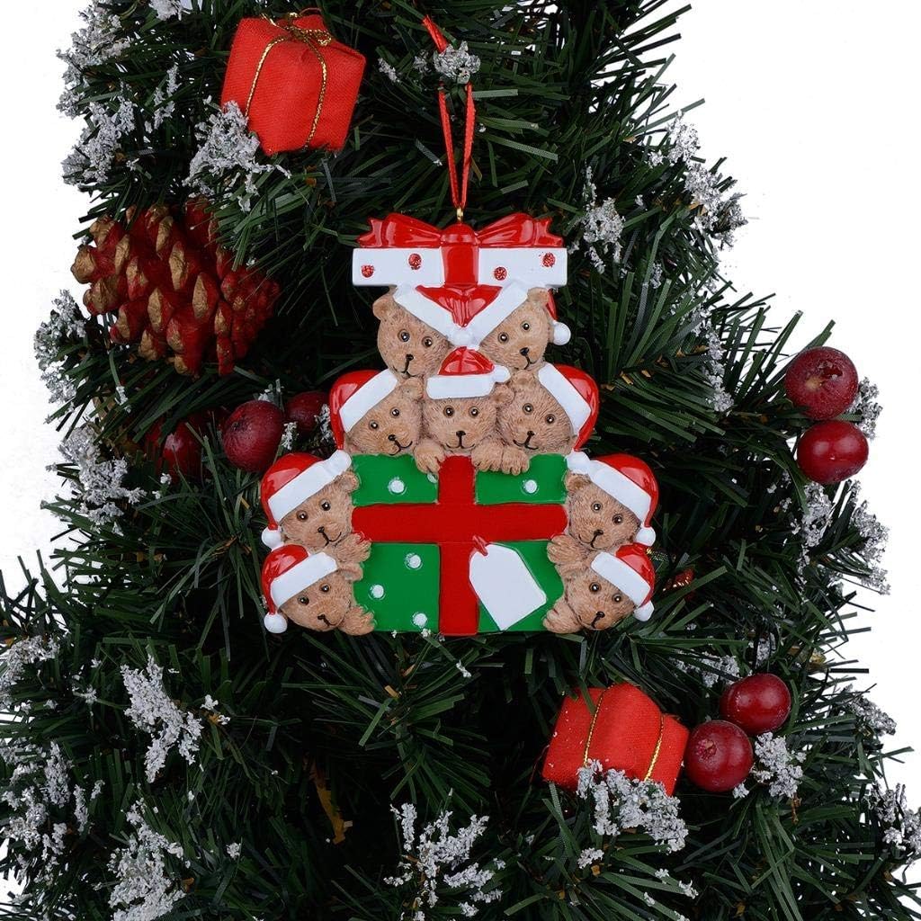 Adorno navideño de familia de 9 osos  Adorno personalizado de familia de osos 2023  Caja única de adornos de Navidad  Regalos para niños, nietos,