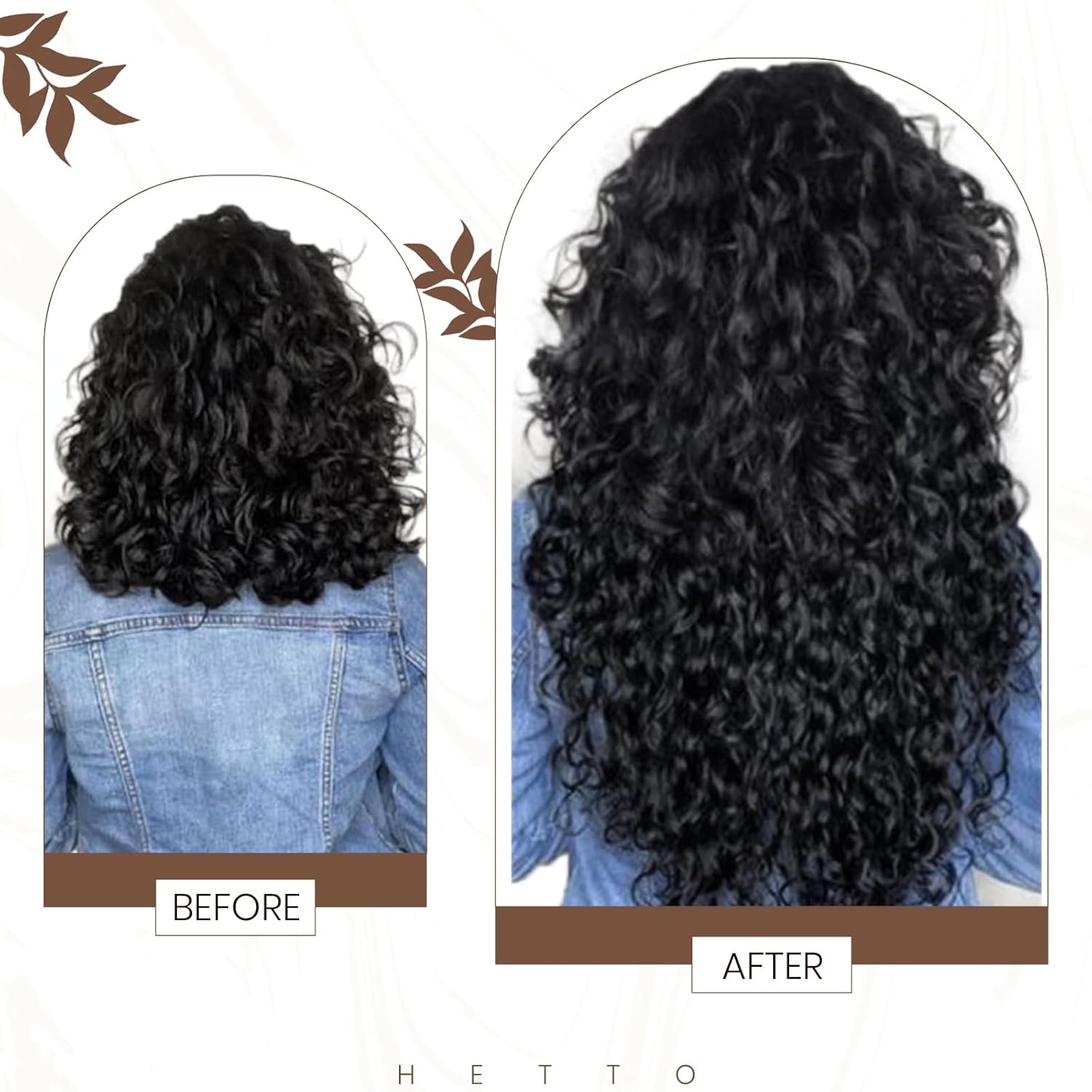 Hetto Extensiones de cabello humano rizado con clip, color negro azabache #1, extensiones de cabello humano ondulado natural con clip, extensiones