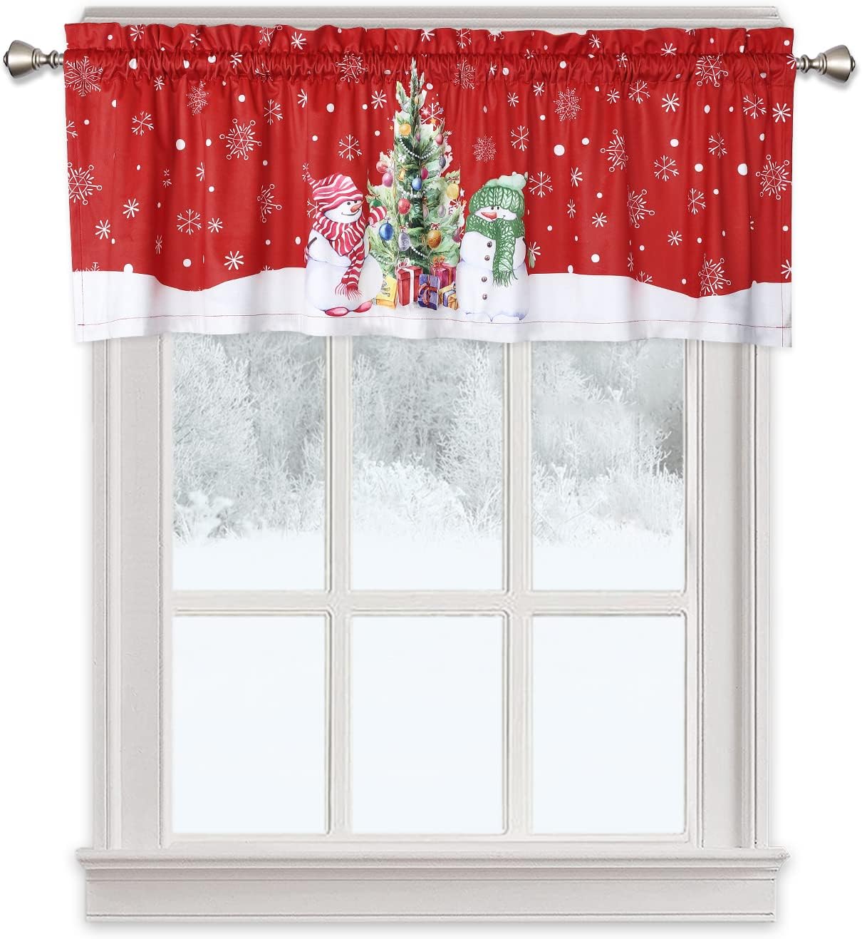 Cortina de cenefa de Navidad, cortinas de cafetería, tratamiento de ventana, bolsillo para barra para decoración del hogar, 1 panel para baño, sala