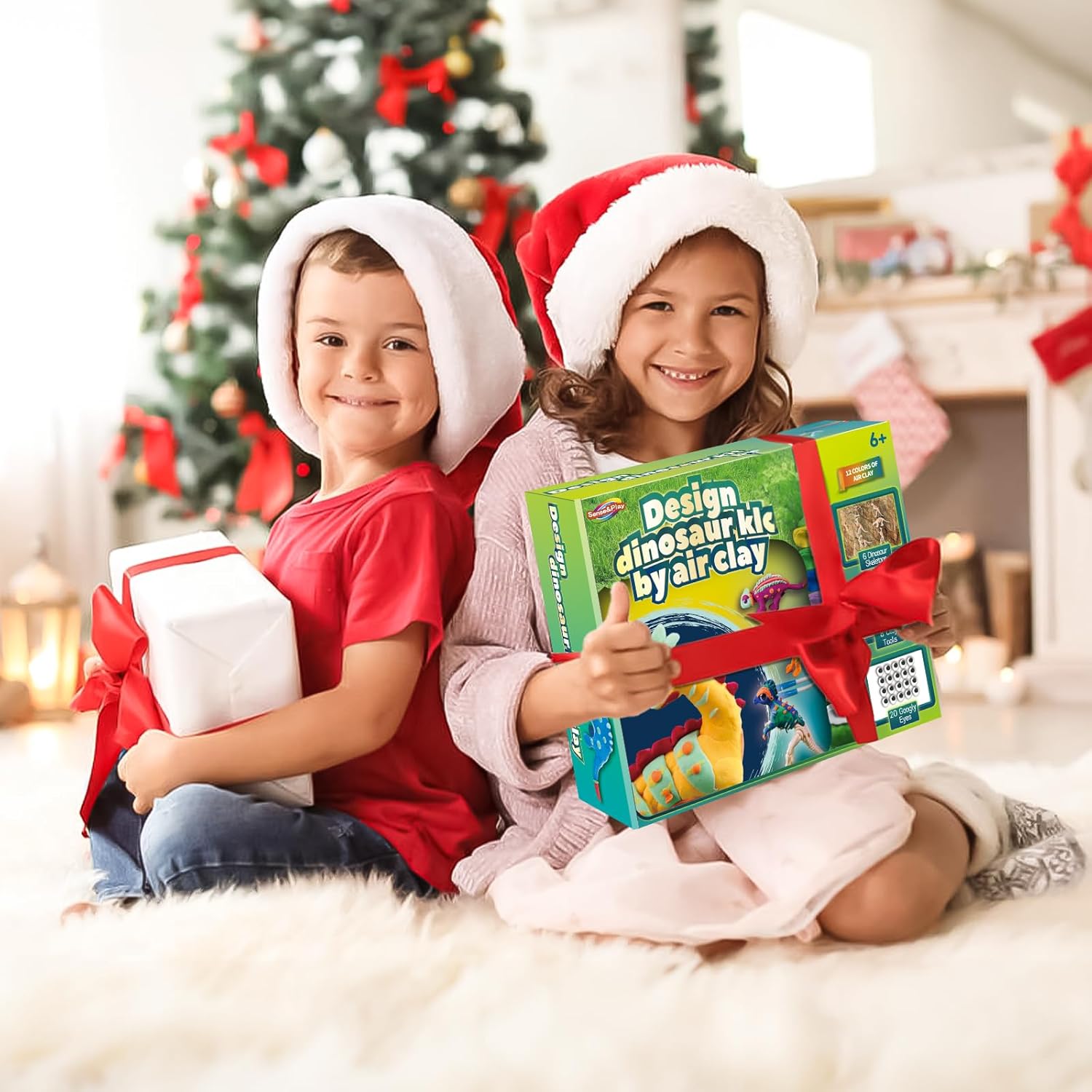 Sense&Play Kit de manualidades de dinosaurio de arcilla seca al aire para niños, crea con 6 esqueletos de dinosaurio, juguete educativo STEM – Juego