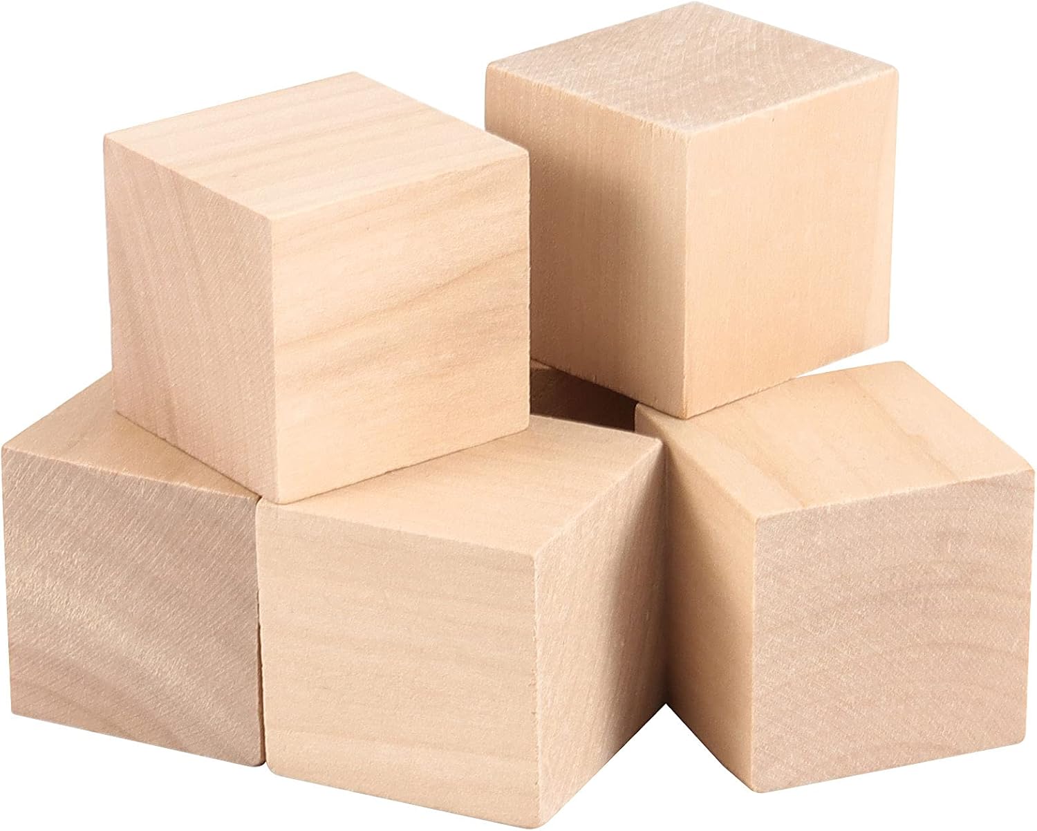 ZOENHOU 60 bloques de madera de 1.5 pulgadas, cubo de madera maciza natural de primera calidad, juego de bloques de madera sin terminar para