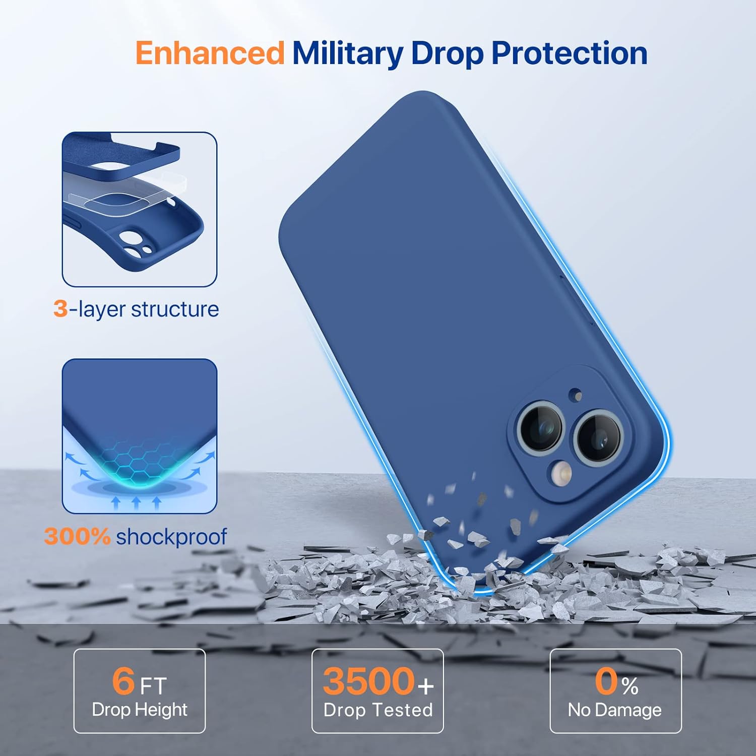 Miracase – Funda diseñada para iPhone 14, de silicona líquida a prueba de golpes, con protector de pantalla y forro de microfibra, protege mejor la