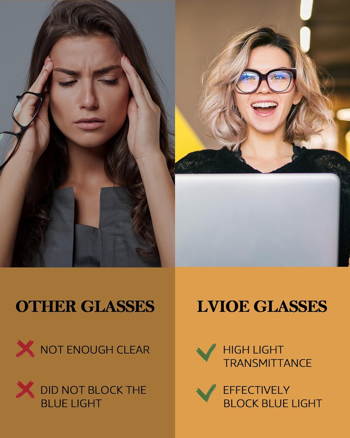 LVIOE Lentes con filtro de luz azul para mujeres y hombres, anteojos de bloqueo de luz azul de gran tamaño para llevar sobre anteojos LB7511