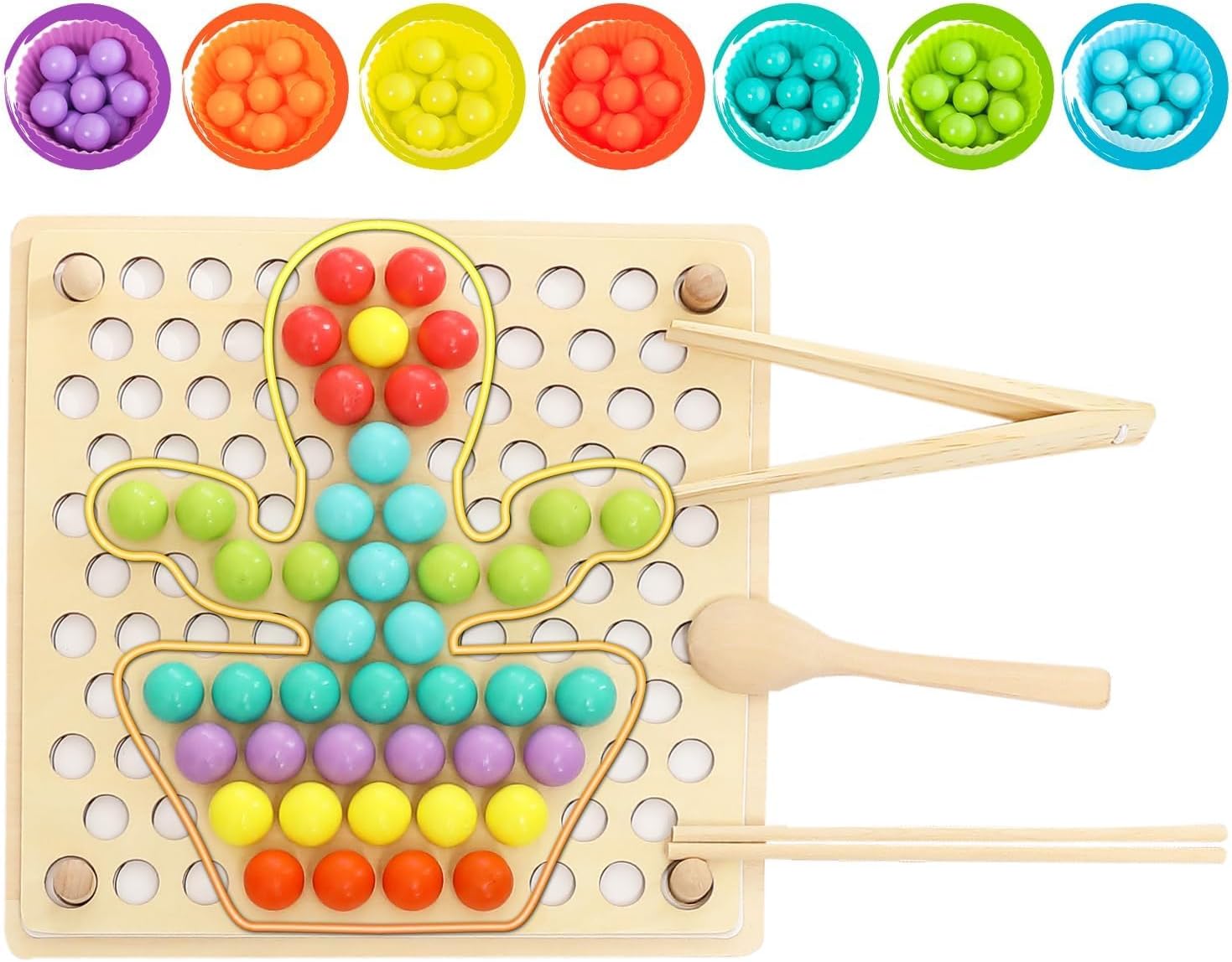 Juguetes Montessori de madera, juego de cuentas de tablero de clavijas para niños pequeños, juguete preescolar educativo temprano, juguetes de