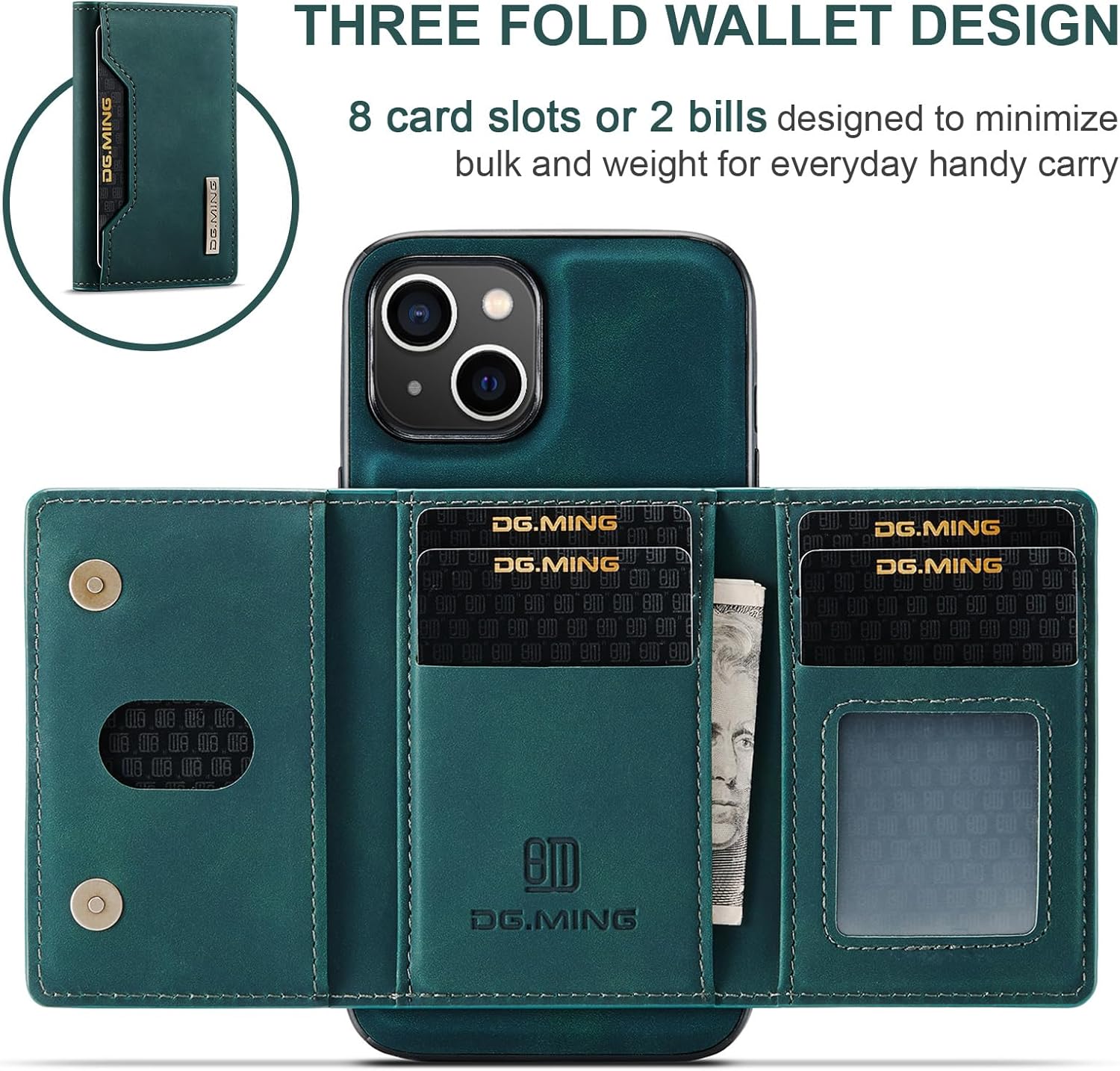 SZHAIYU Fundas de cuero tipo cartera para teléfono compatibles con iPhone 15, con tarjetero para hombre, 6.1 pulgadas, contraportada desmontable 2
