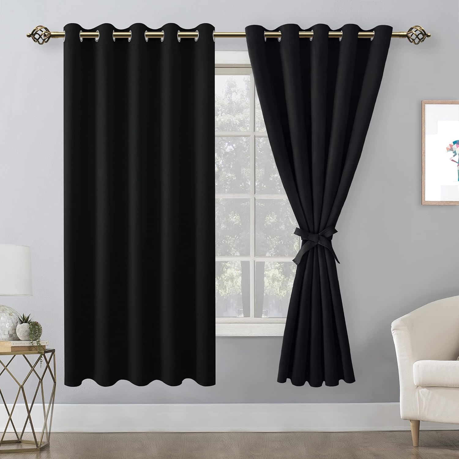 Hiasan Cortinas opacas con ojales para dormitorio, 60 x 72 pulgadas, cortinas de ventana con aislamiento térmico y reducción de ruido para sala de