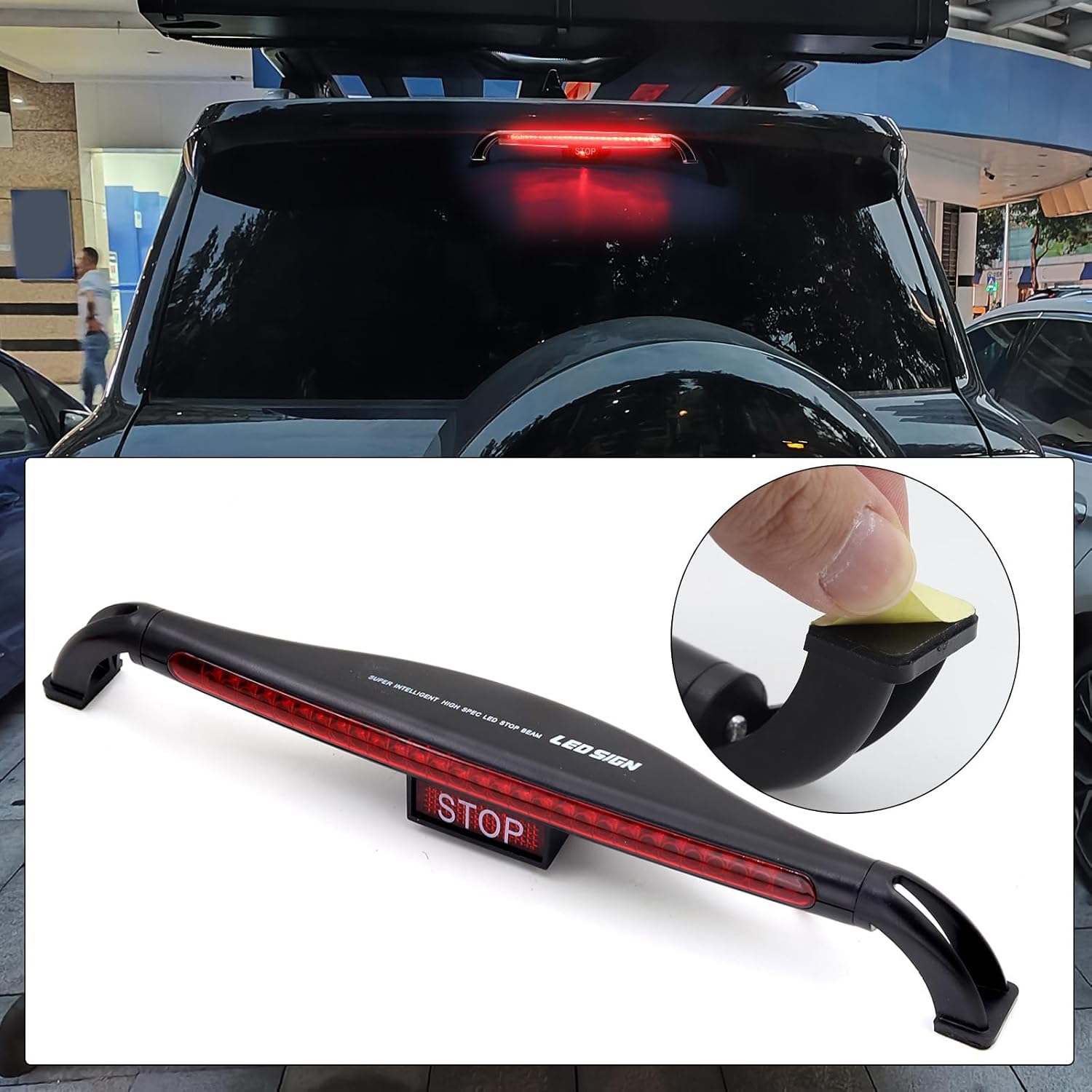 Ygmylandbb Tercera luz de freno LED, tercera luz trasera de freno de montaje alto, barra de luz roja universal para remolque, para automóvil, SUV,