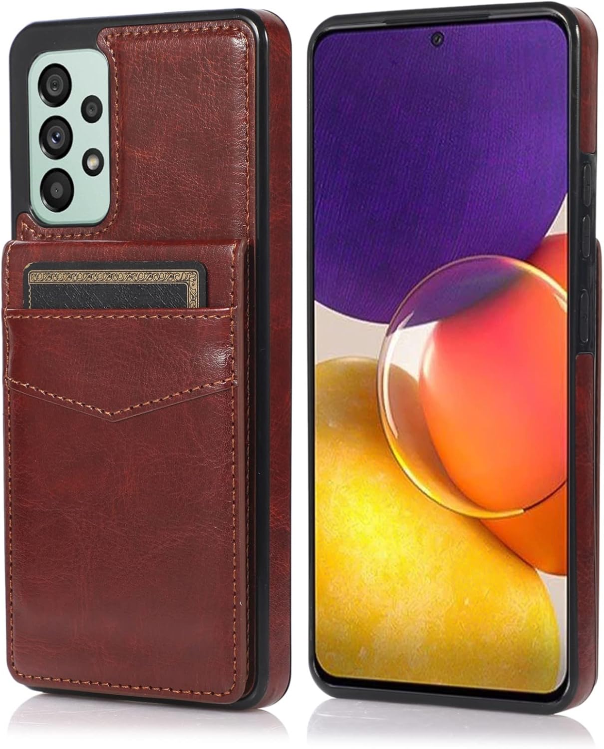 ZZXX Funda para Samsung Galaxy A53 5G, de doble capa, ligera, de piel de primera calidad, con ranuras para tarjetas, función atril, funda protectora