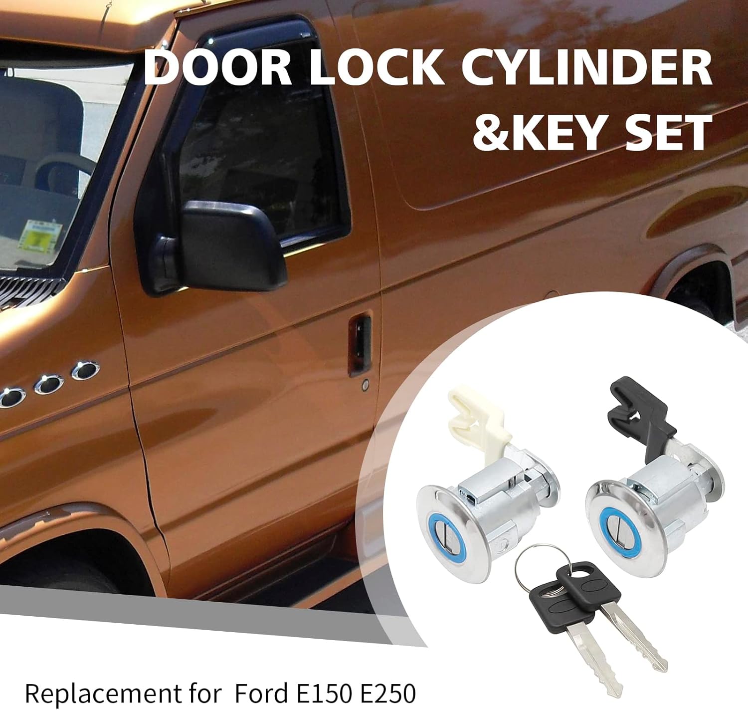 ZDUSKUY – Juego de cilindros para cerradura de puerta de combustible adecuado para Ford E150 E250 Econoline Van F150 F250 Super Duty Truck Explorer
