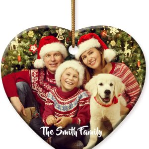Adornos de Navidad personalizados 2023  Adorno de Navidad familiar personalizado, adornos de cerámica con texto fotográfico para árbol de Navidad, Adornos de Navidad personalizados 2023  Adorno de Navidad familiar personalizado, adornos de cerámica con texto fotográfico para árbol de Navidad,