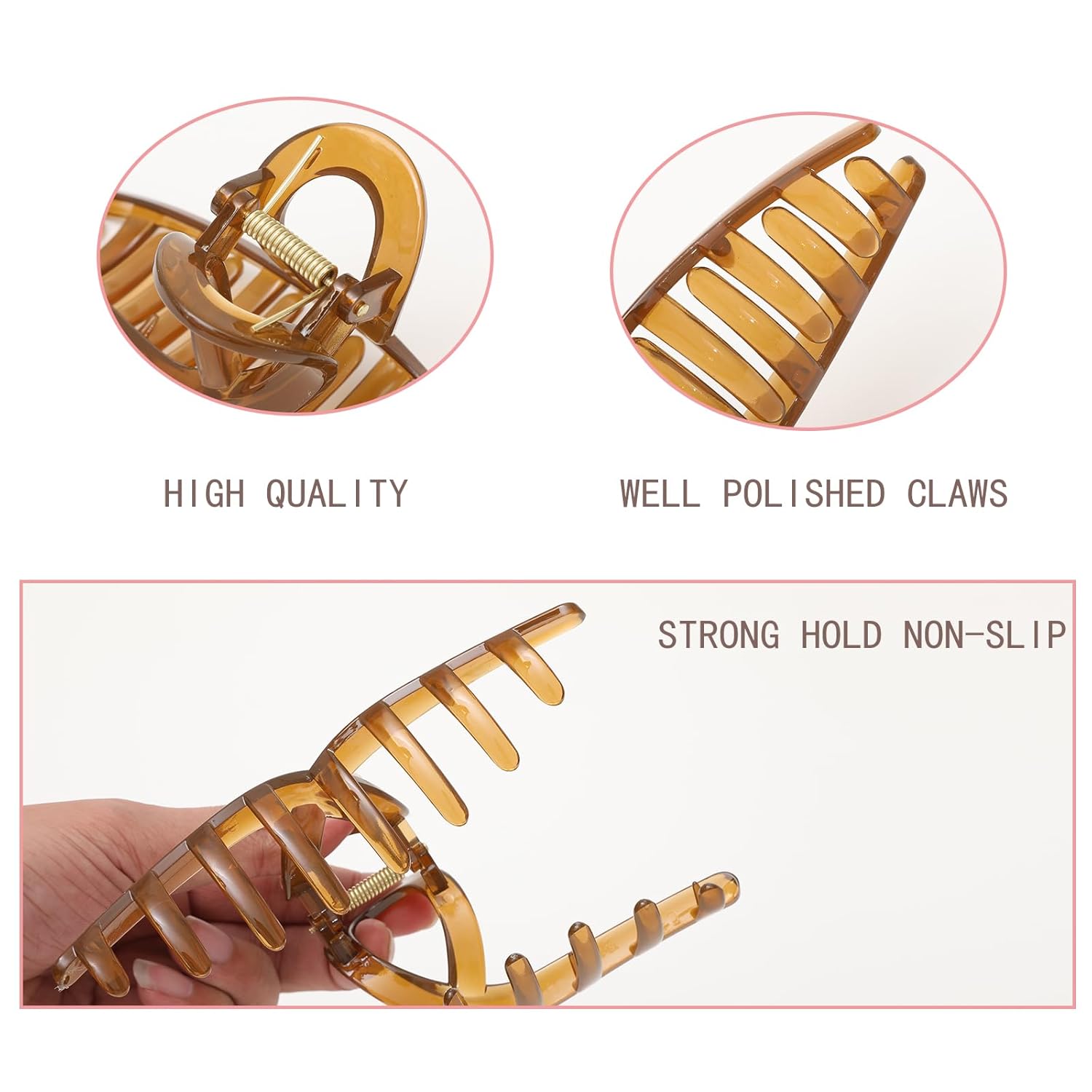 Paquete de 4 pinzas para el cabello extra grandes, pinzas de garra extra grandes de 6 pulgadas para cabello grueso y cabello largo, pinzas de