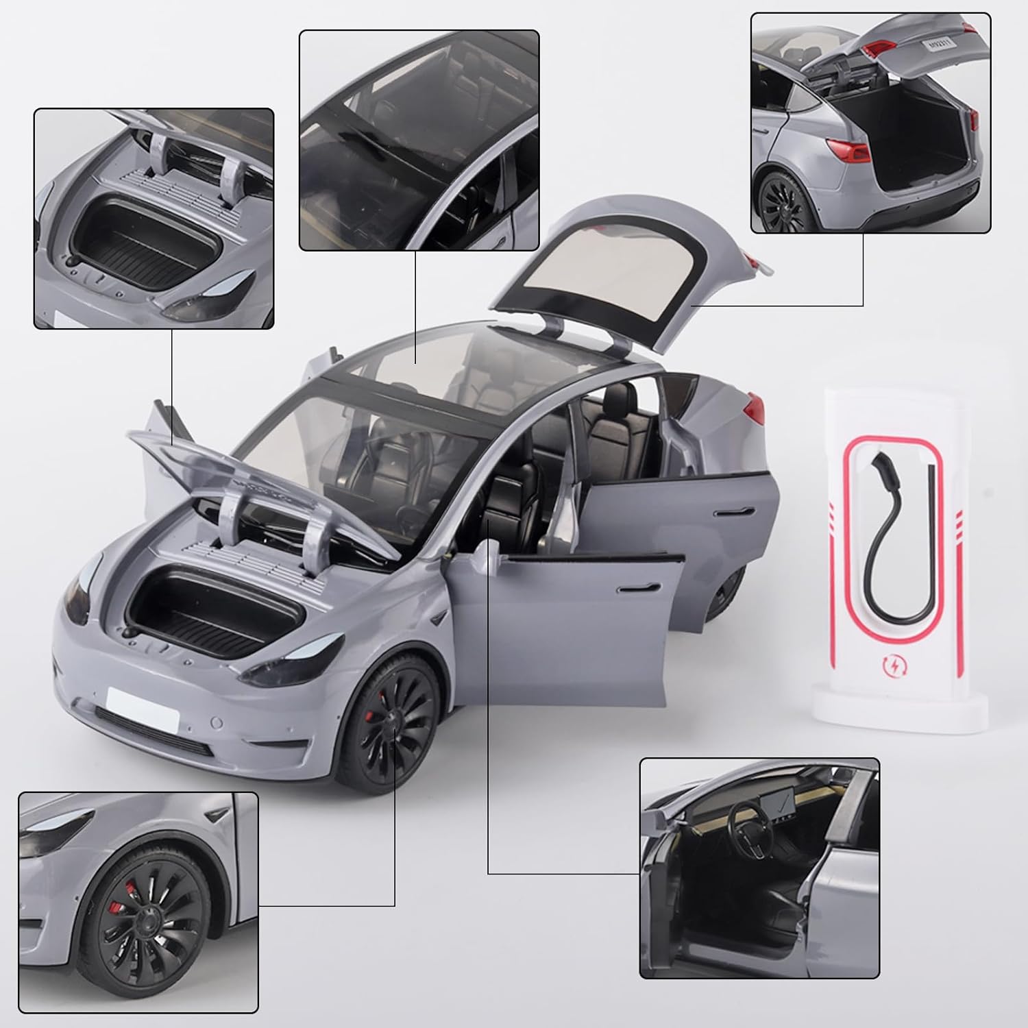 OANMYJJO Toy Cars Y 124 Zinc Alloy Diecast Metal Model Car, Pull Back Toy Model with Light and Music, Suitable for Children Aged 3 and Above as