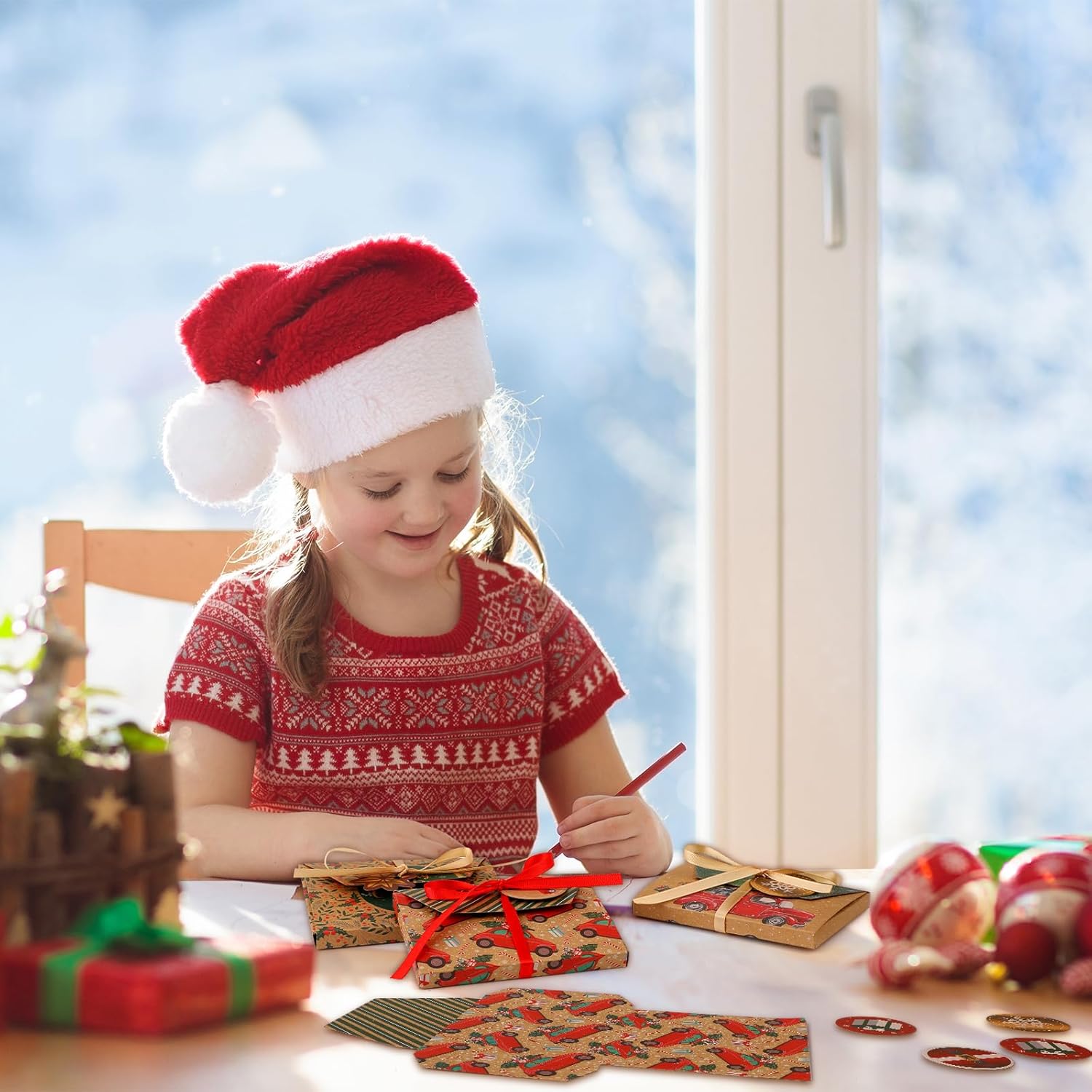 Yeaqee 60 juegos de cajas de tarjetas de regalo de Navidad, cartón, soporte para tarjetas de regalo de Navidad, cajas de regalo de Navidad, caja de