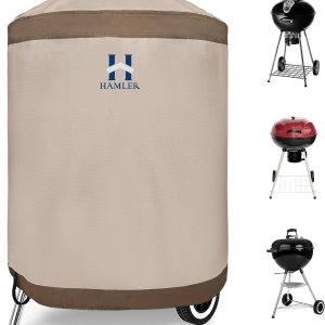 HAMLER Cubierta redonda para barbacoa, cubierta pequeña para ahumador de 28 pulgadas, resistente al agua, para exteriores, compatible con Weber, HAMLER Cubierta redonda para barbacoa, cubierta pequeña para ahumador de 28 pulgadas, resistente al agua, para exteriores, compatible con Weber,