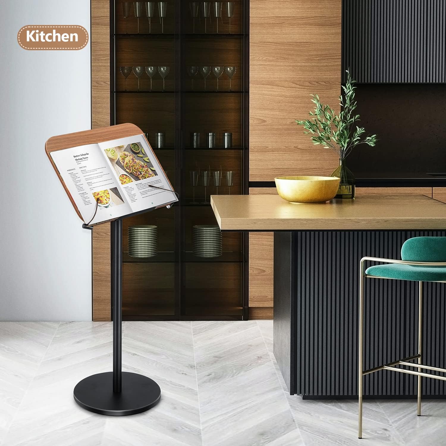 Nisorpa Soporte de libro para leer podio ajustable a mano libre para la Biblia, hoja de música, libro de recetas de cocinero, soporte de madera con