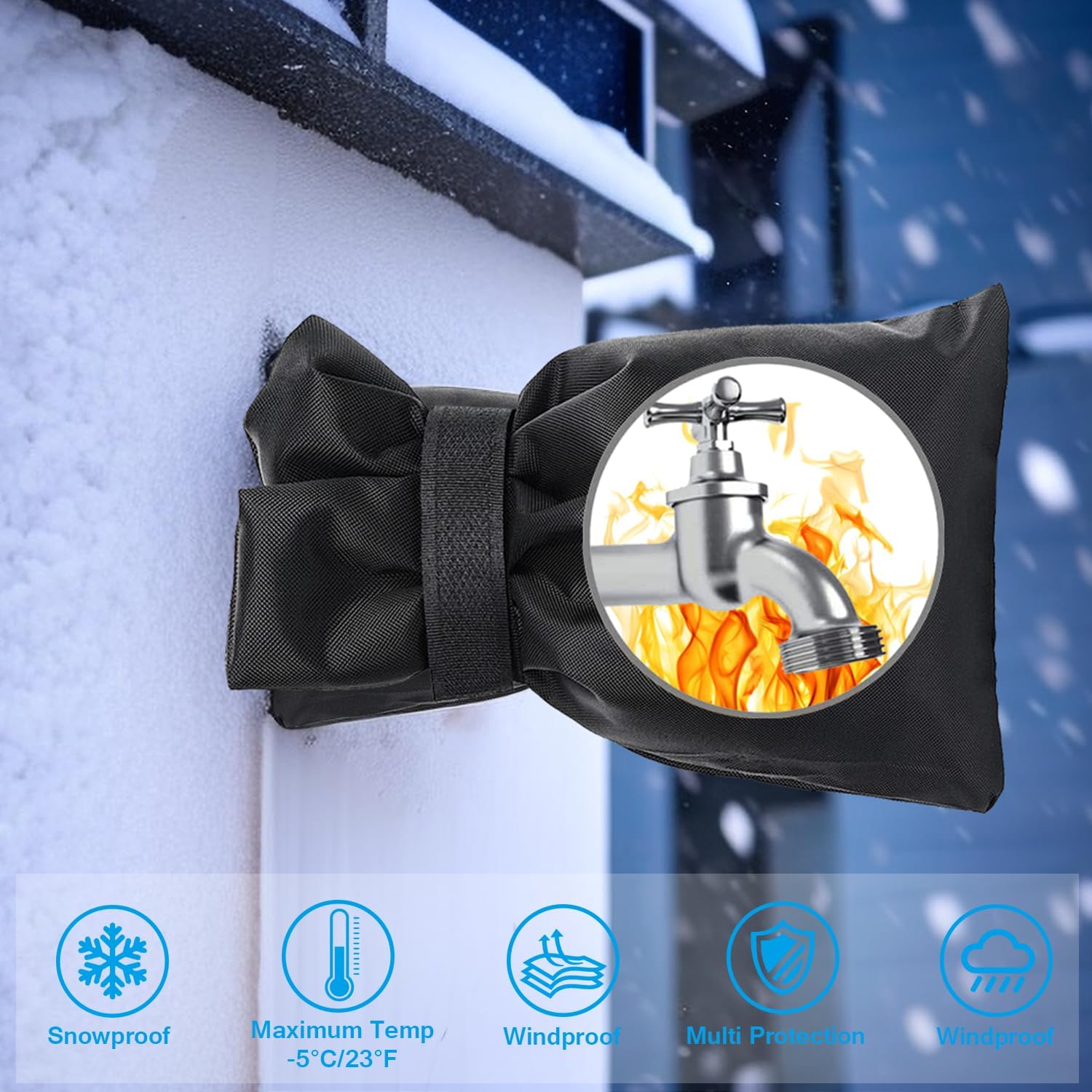 Fundas de grifo para exteriores para invierno, 8.3 pulgadas de alto x 6 pulgadas de ancho, calcetines gruesos para grifo de jardín para protección