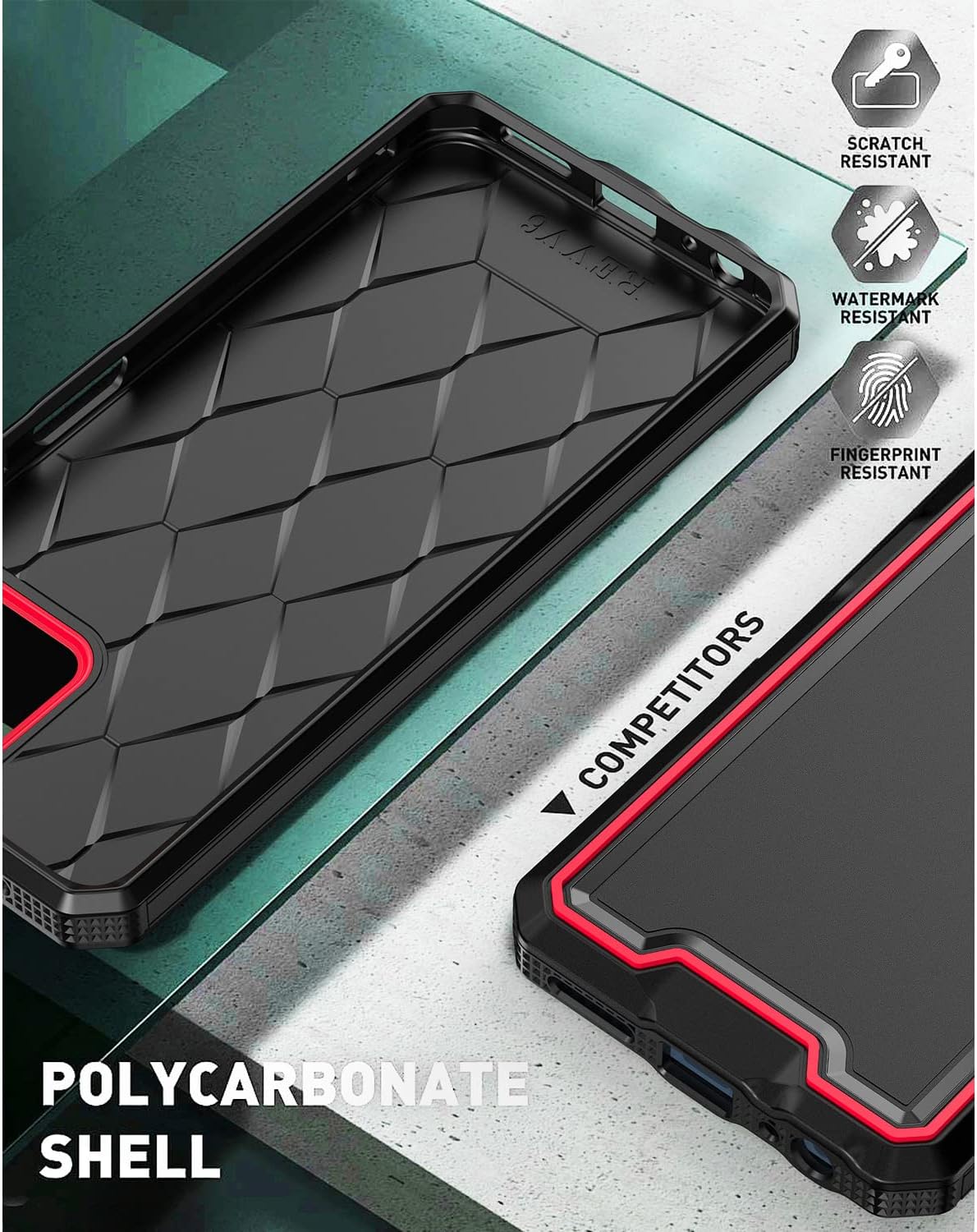 TJS Funda compatible con T-Mobile Revvl 6X 5G, Revvl 6 5G, con protector de pantalla de vidrio templado, funda híbrida de doble capa a prueba de