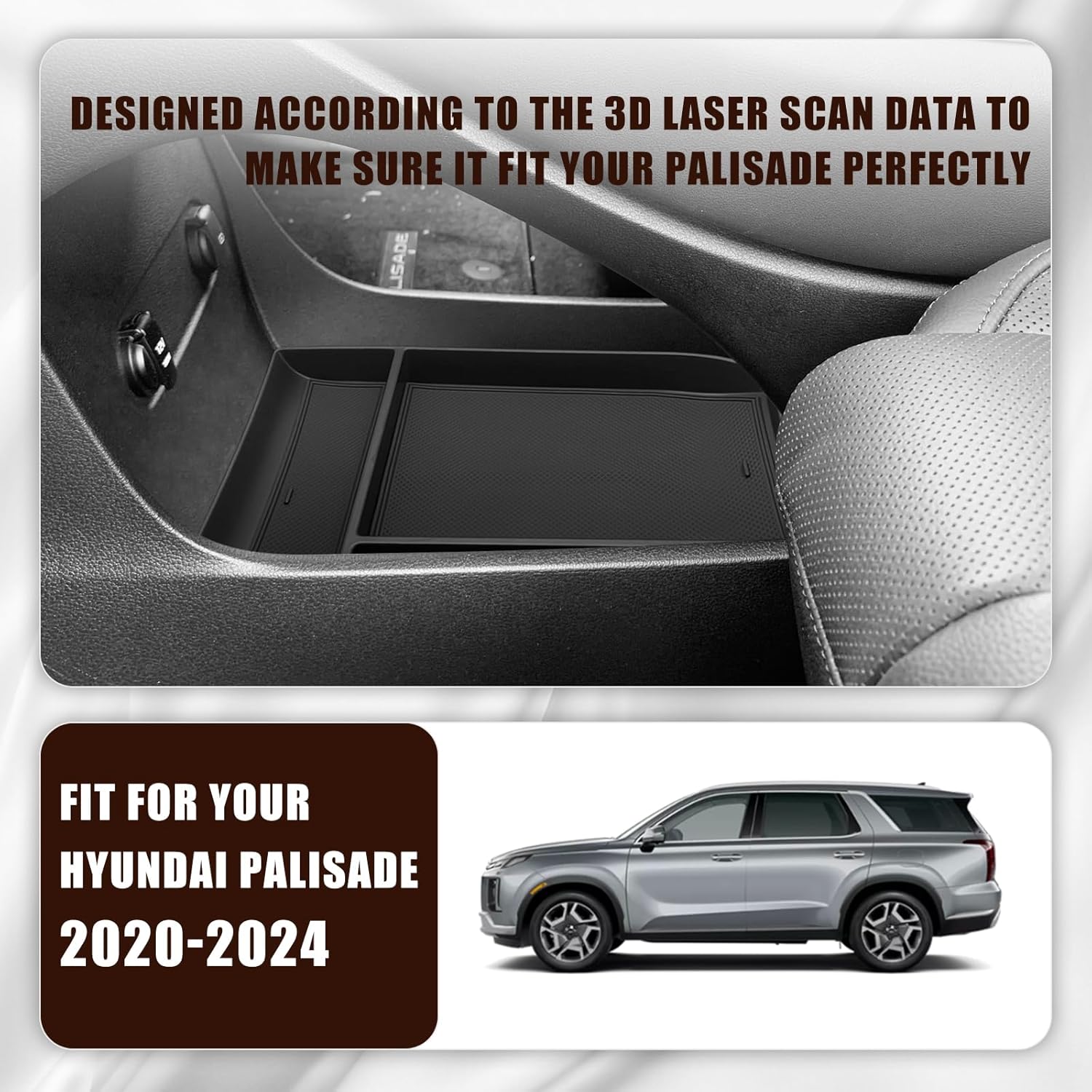 Bandeja organizadora de consola central inferior para Palisade 2023 2024, accesorios interiores, material ABS compatible con Hyundai Palisade 2021