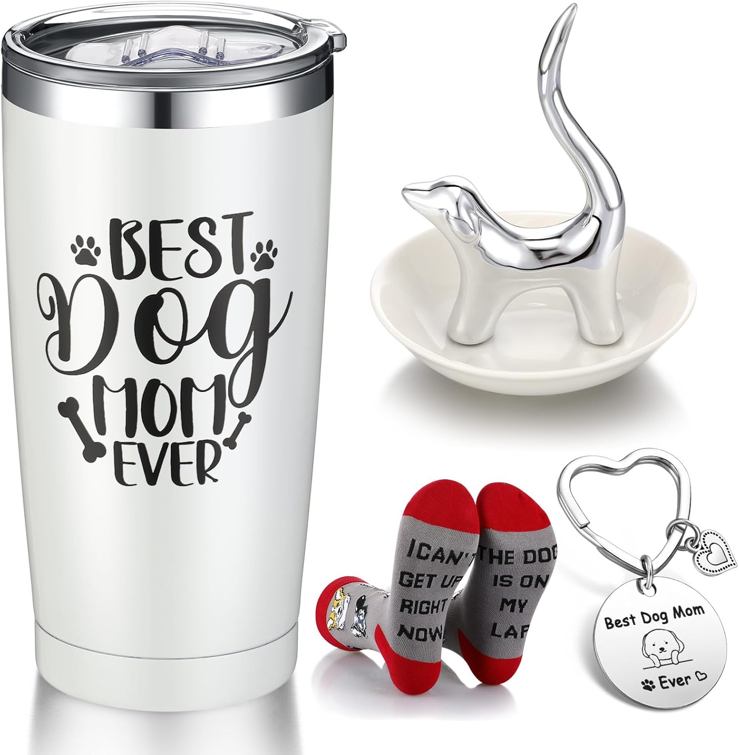 Regalos de Navidad para mamá, regalos para mujeres, regalos para la mejor mamá del perro, incluyendo tazas de viaje de 20 onzas, vaso, amante de los
