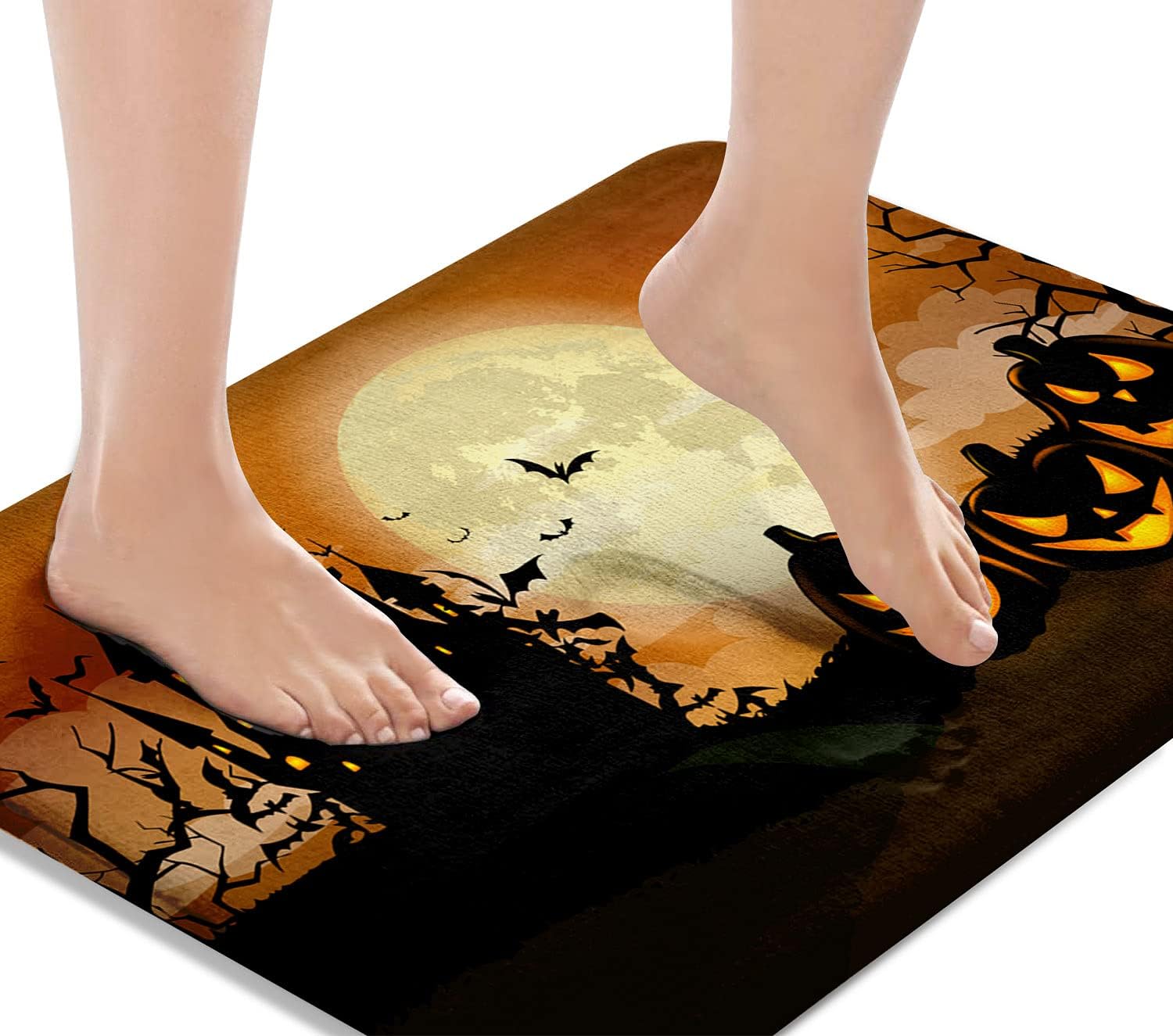 Britimes Tapete de baño para baño, antideslizantes, de la serie temática de Halloween, cubierta lavable, tapete para decoración de baño, 18 x 30