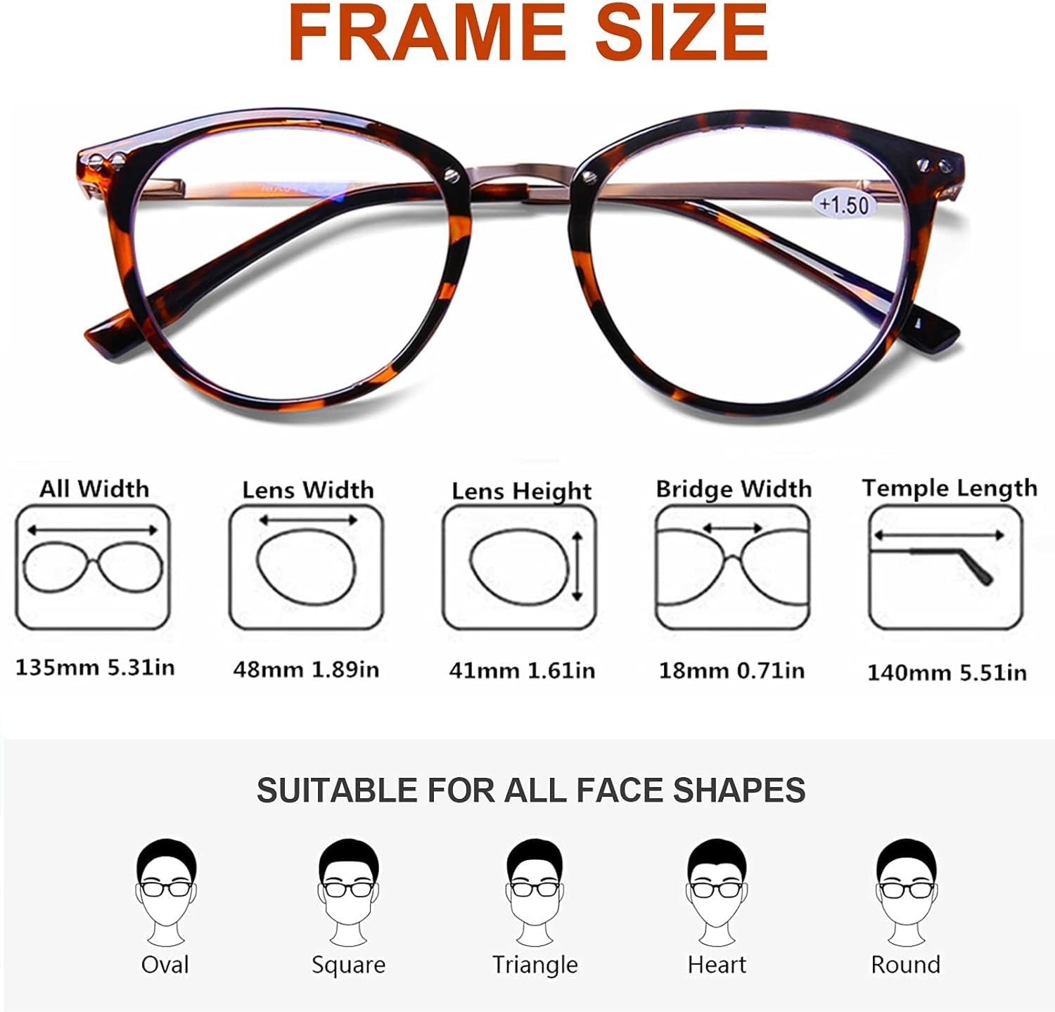 AQWANO Blue Light Blocking Reading Glasses Women Men, Fashion Round Computer Readers Anti EyestrainUVGlare