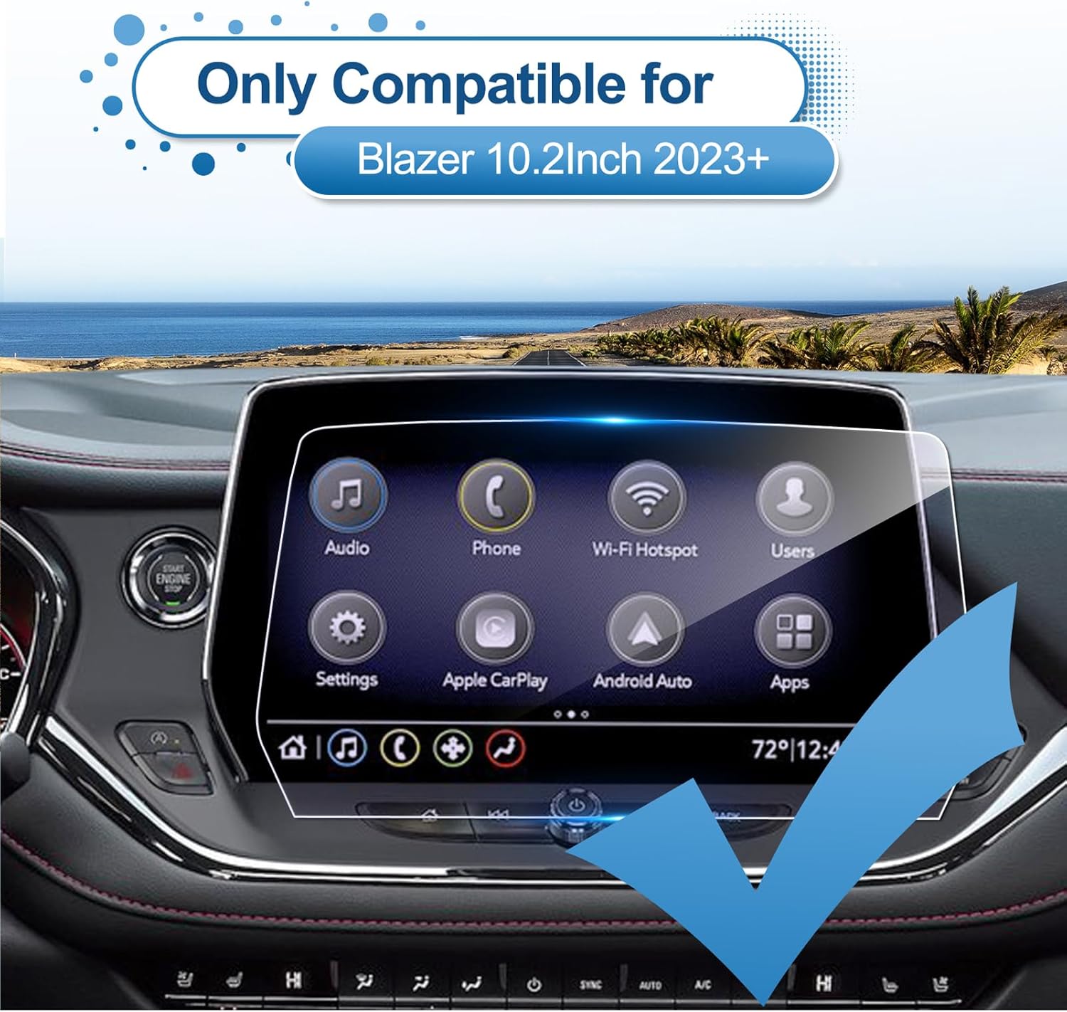 Protector de pantalla Chevy Blazer 2023 2024 para Chevrolet Blazer (2LT3LTRSPremier) pantalla táctil de 10.2 pulgadas, vidrio templado 2023 Blazer