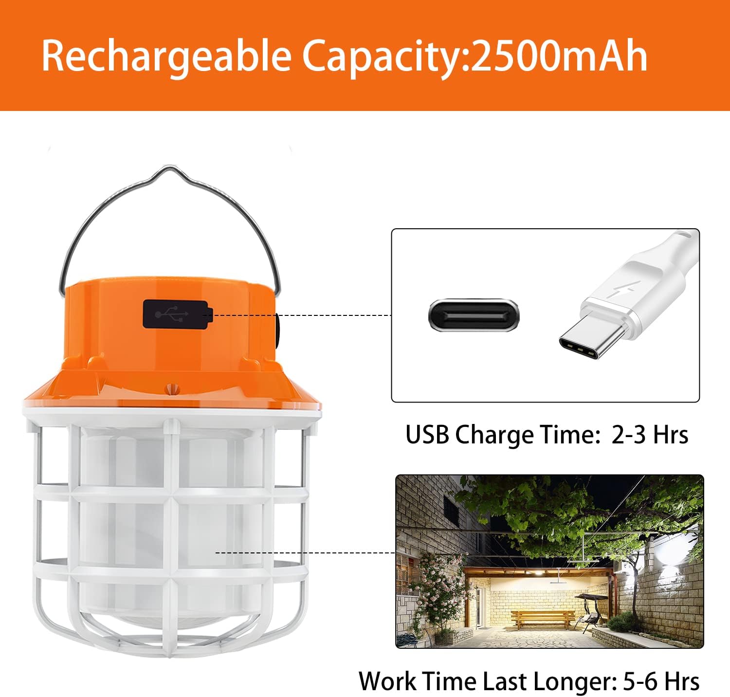 Linterna LED de campamento de 1000 lúmenes, 5 modos de luz, linterna de luz impermeable perfecta para huracanes, emergencias, kits de supervivencia,