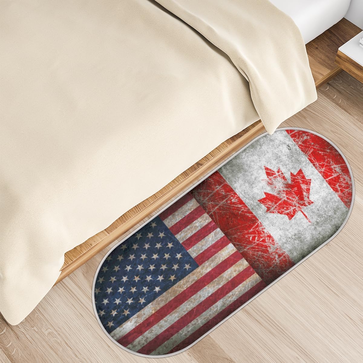 Maple American Flag Memory Foam Bathroom Rug Runner Soft Cozy Bath Rug Water Absorbent Non-Slip Bathroom Mat Thick Velvet Shower Mat Bath Mat for