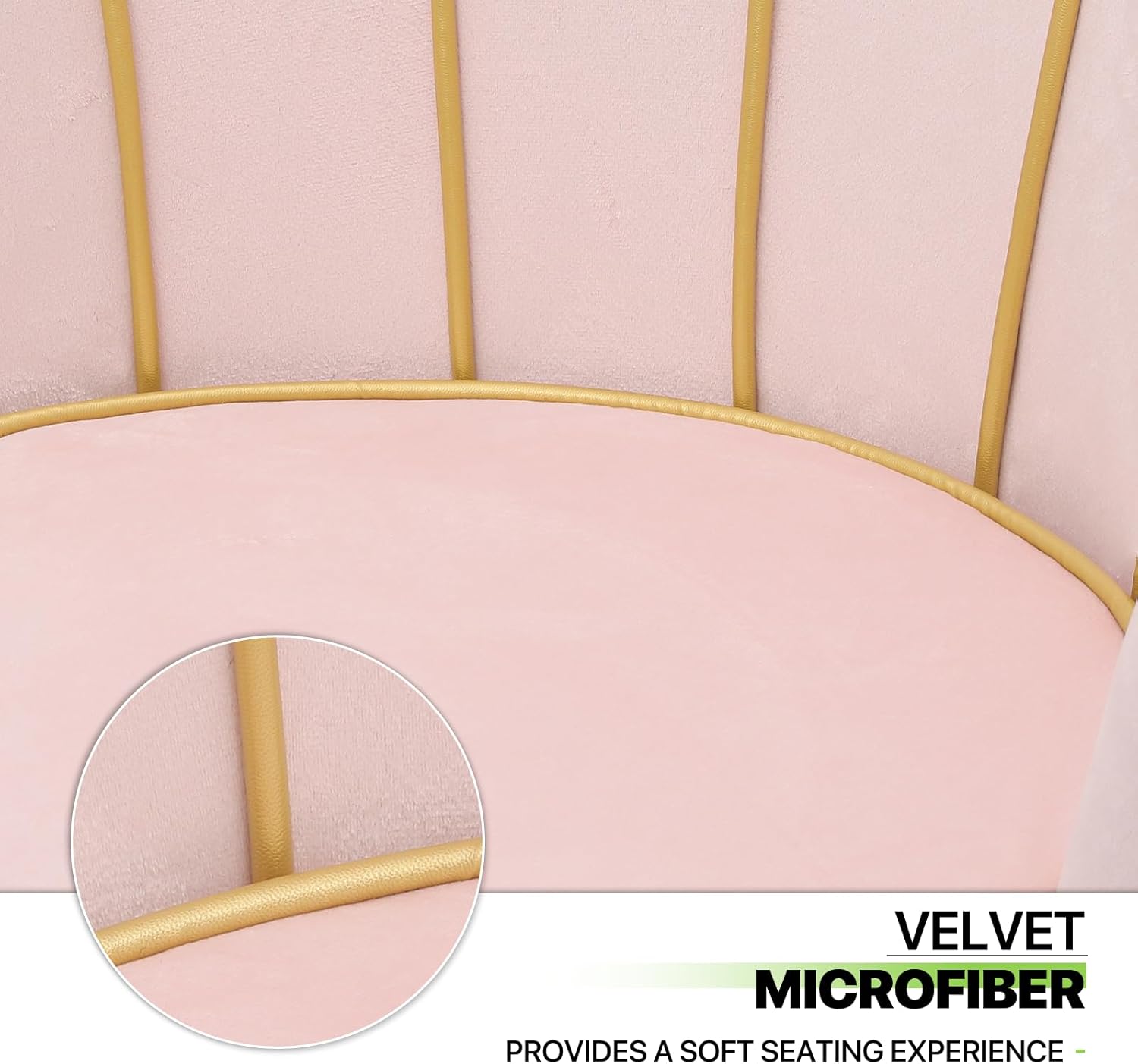 Magshion Moderno sillón tapizado de terciopelo con respaldo festoneado con patas doradas y almohada suave para sala de estar, cómoda silla de