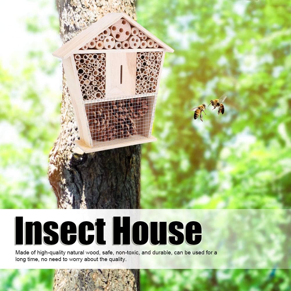 Fydun Jardinería Refugio de casa pequeña de madera Decoración de artesanía para jardinería de abejas Casa pequeña de madera para la familia