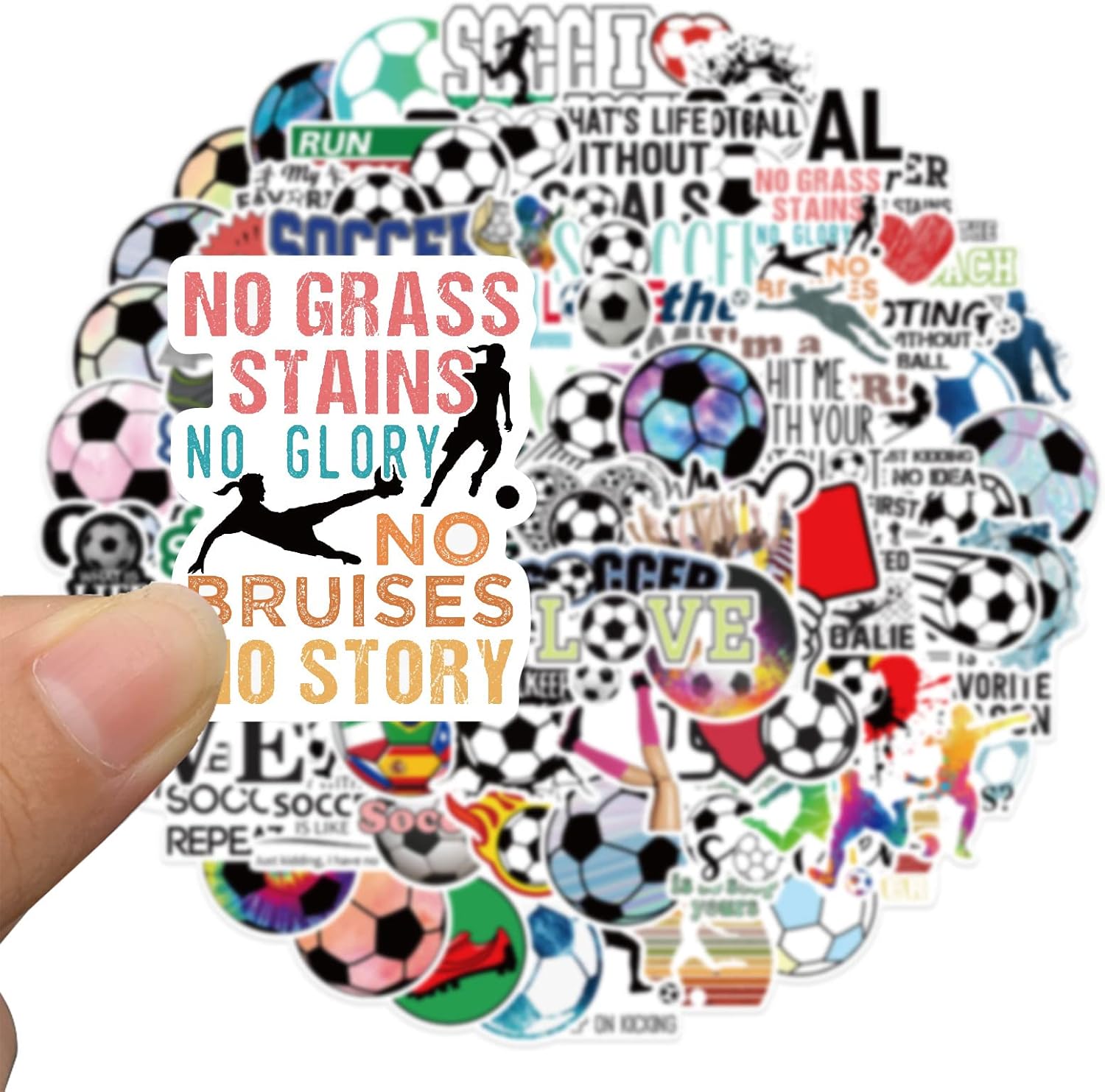 100 calcomanías de fútbol para niños, calcomanías de vinilo impermeables con diseños motivacionales, regalo perfecto para niños, adolescentes y