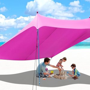 CROWN SHADES Tienda de campaña de playa portátil de 7 x 7 pulgadas, refugio solar UPF50+, toldo al aire libre para 2 a 4 personas con aluminio CROWN SHADES Tienda de campaña de playa portátil de 7 x 7 pulgadas, refugio solar UPF50+, toldo al aire libre para 2 a 4 personas con aluminio