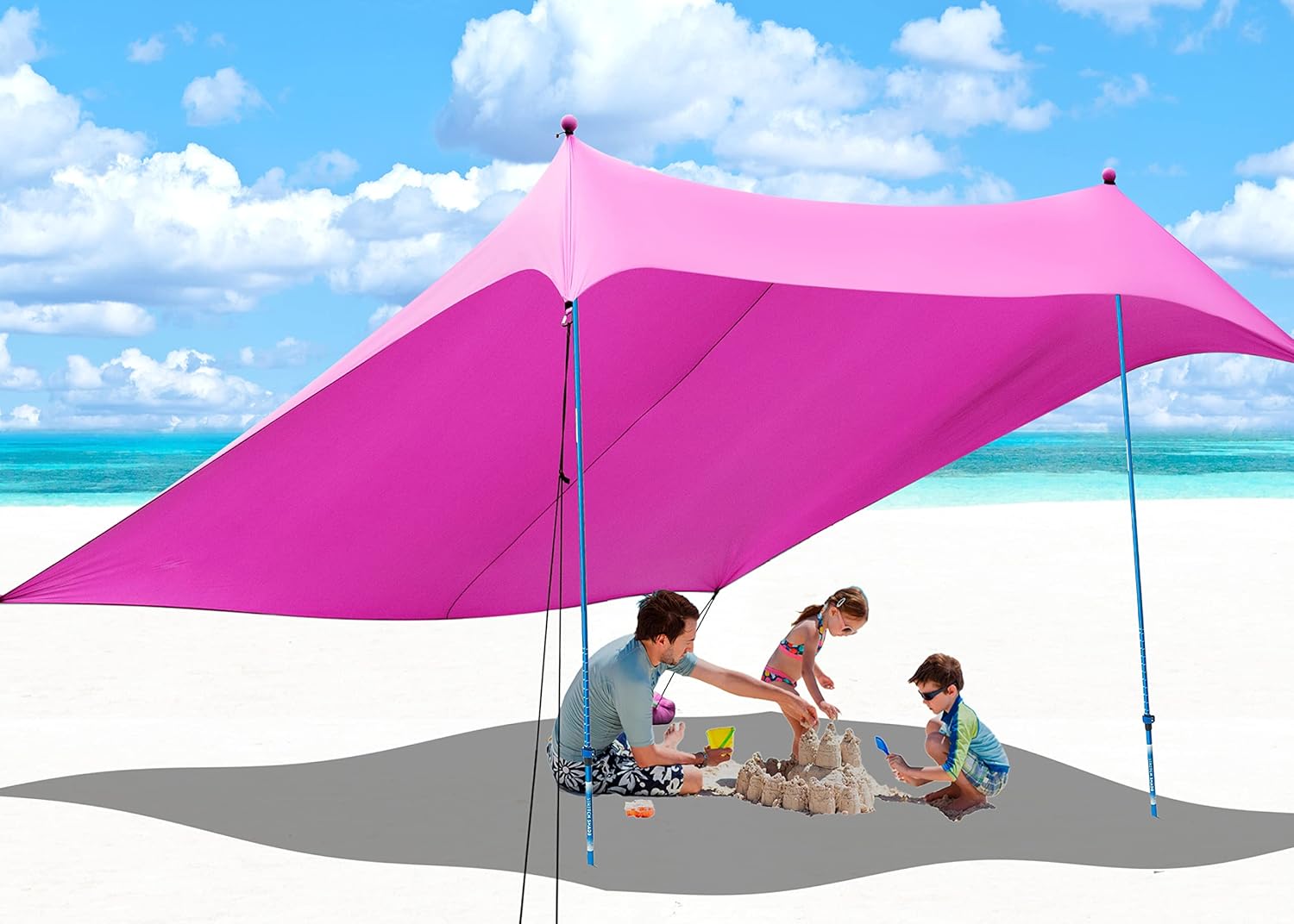 CROWN SHADES Tienda de campaña de playa portátil de 7 x 7 pulgadas, refugio solar UPF50+, toldo al aire libre para 2 a 4 personas con aluminio