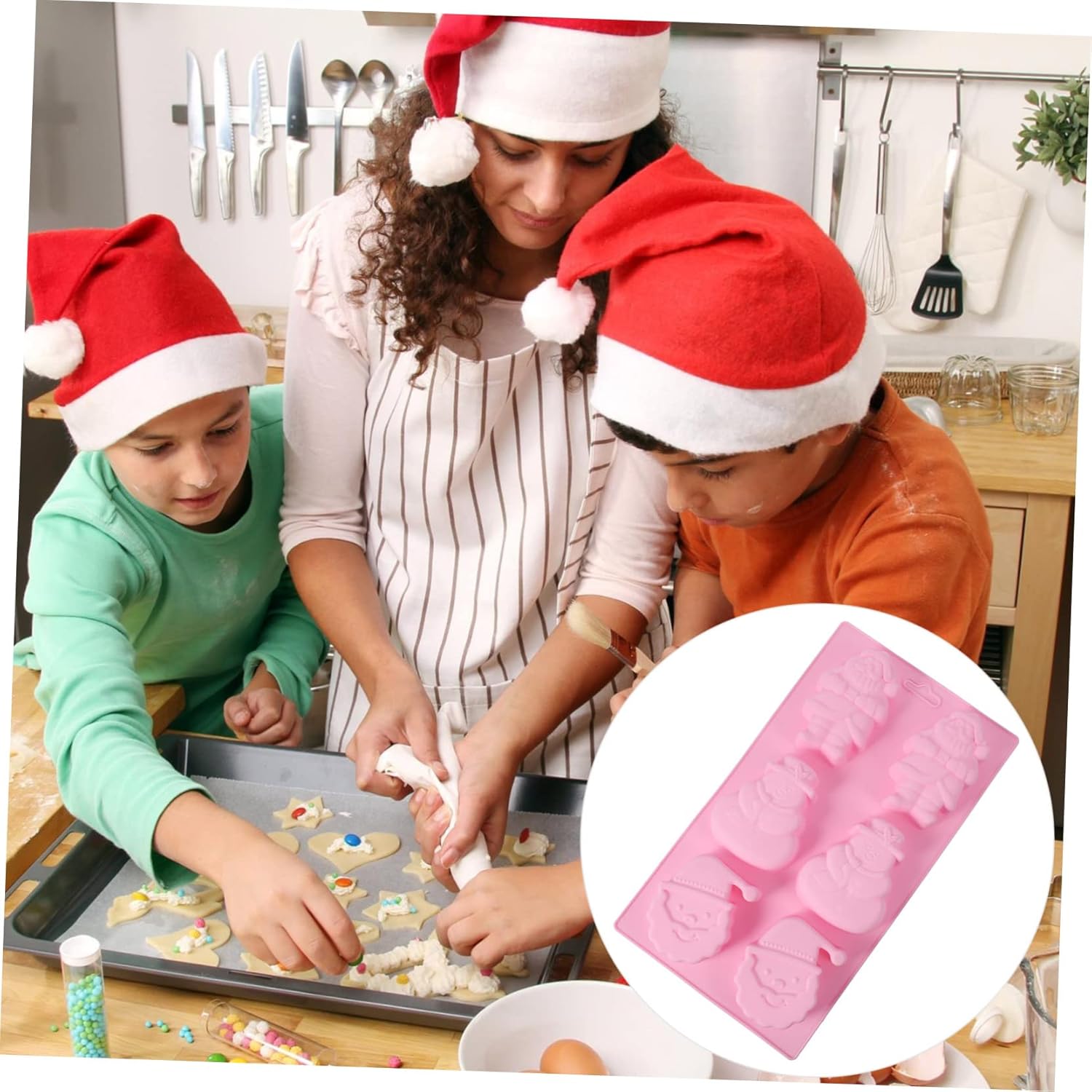Alasum 2 plantillas de Navidad, molde de silicona para jabón, moldes de fondant, molde de bandeja, moldes de joyería para fundición de Navidad,