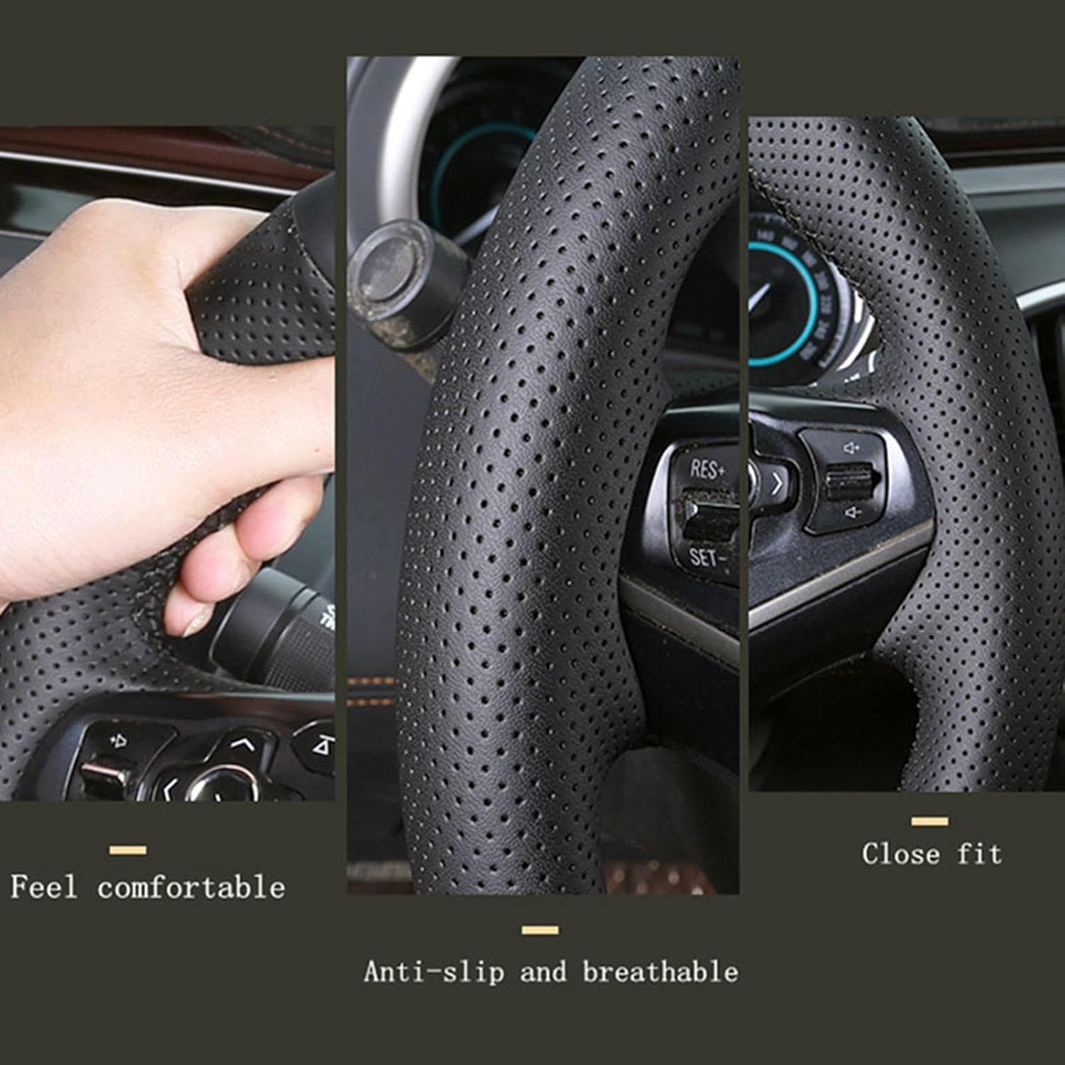 Hand-Sewn Customize Microfiber Leather Car Steering Wheel Cover,Fit for Kia Cerato 2005-2012 Spectra Spectra5 2004-2009