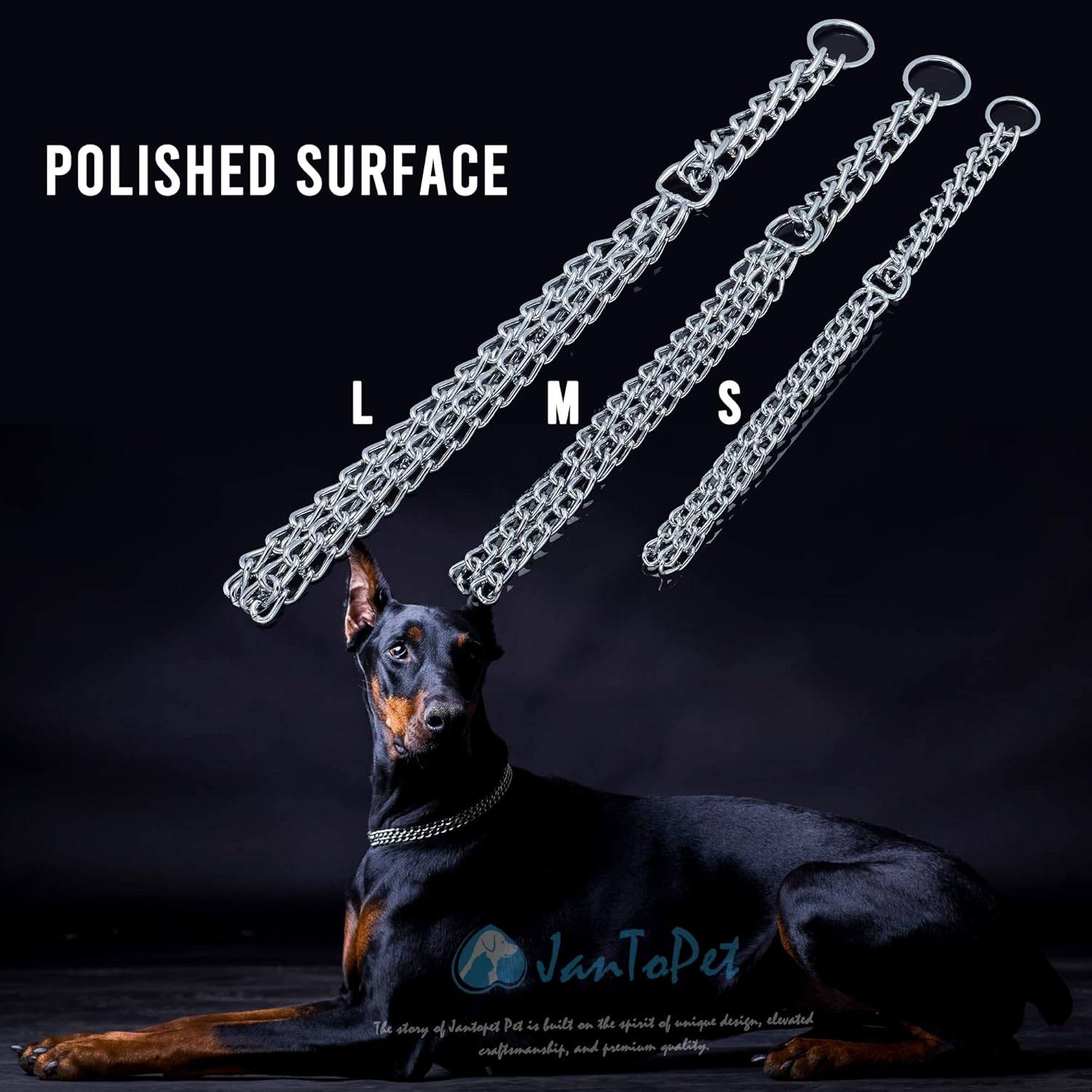 Collar de acero inoxidable con eslabones cubanos para perro, ajustable, a prueba de mordidas, cadena de doble fila, collar de metal plateado para